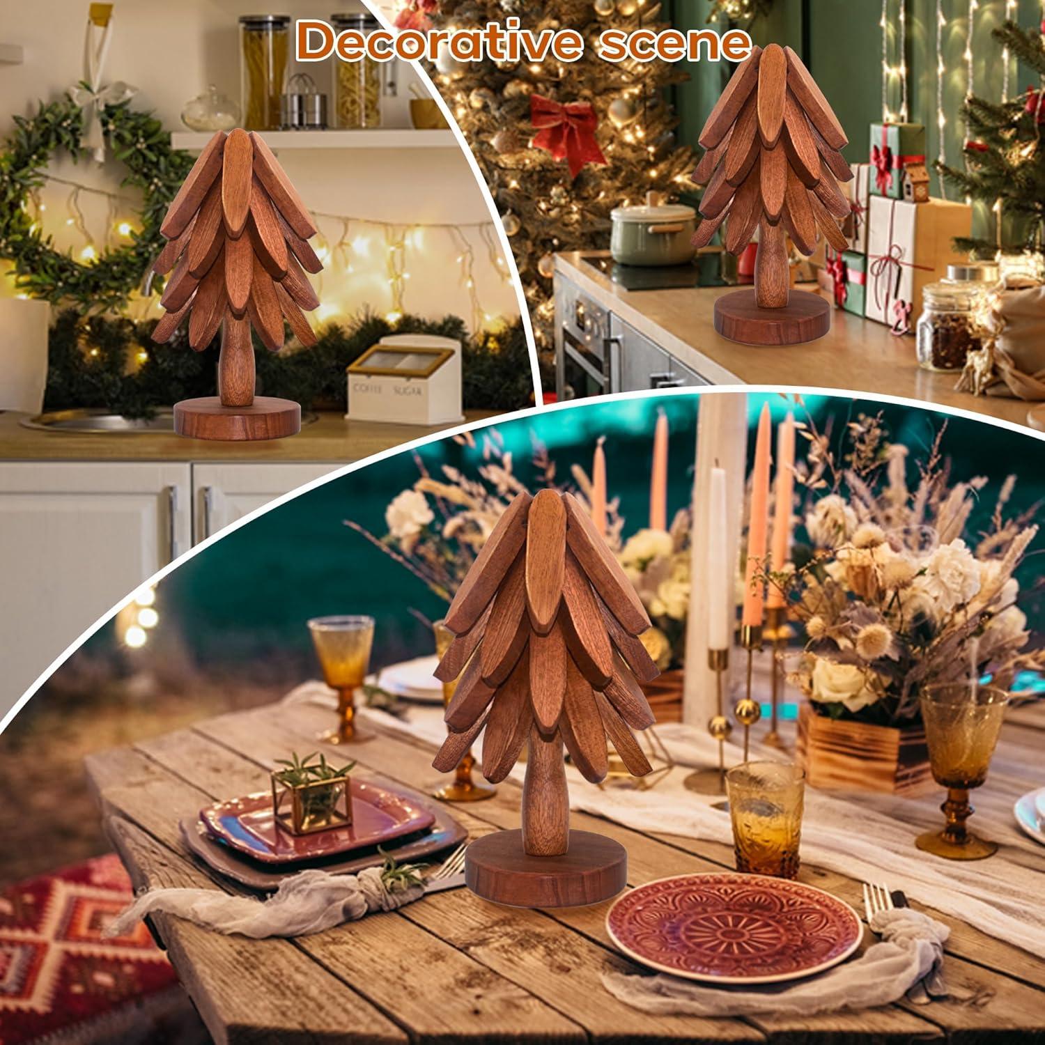 Juego de Trivets de Madera JOMBY en Forma de Árbol - 4 Piezas