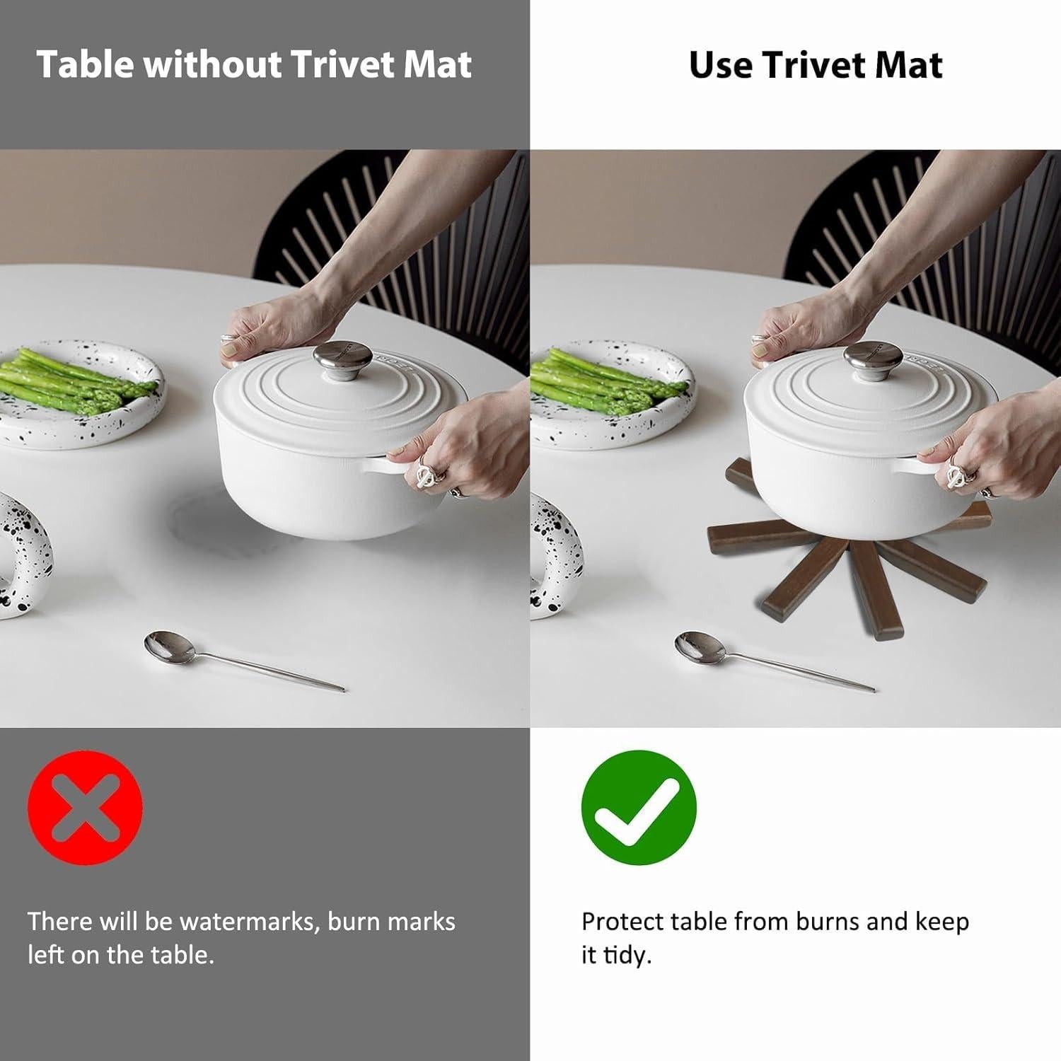 Trivetes de Madera Surmol 20.32 cm Redondos Resistentes al Calor