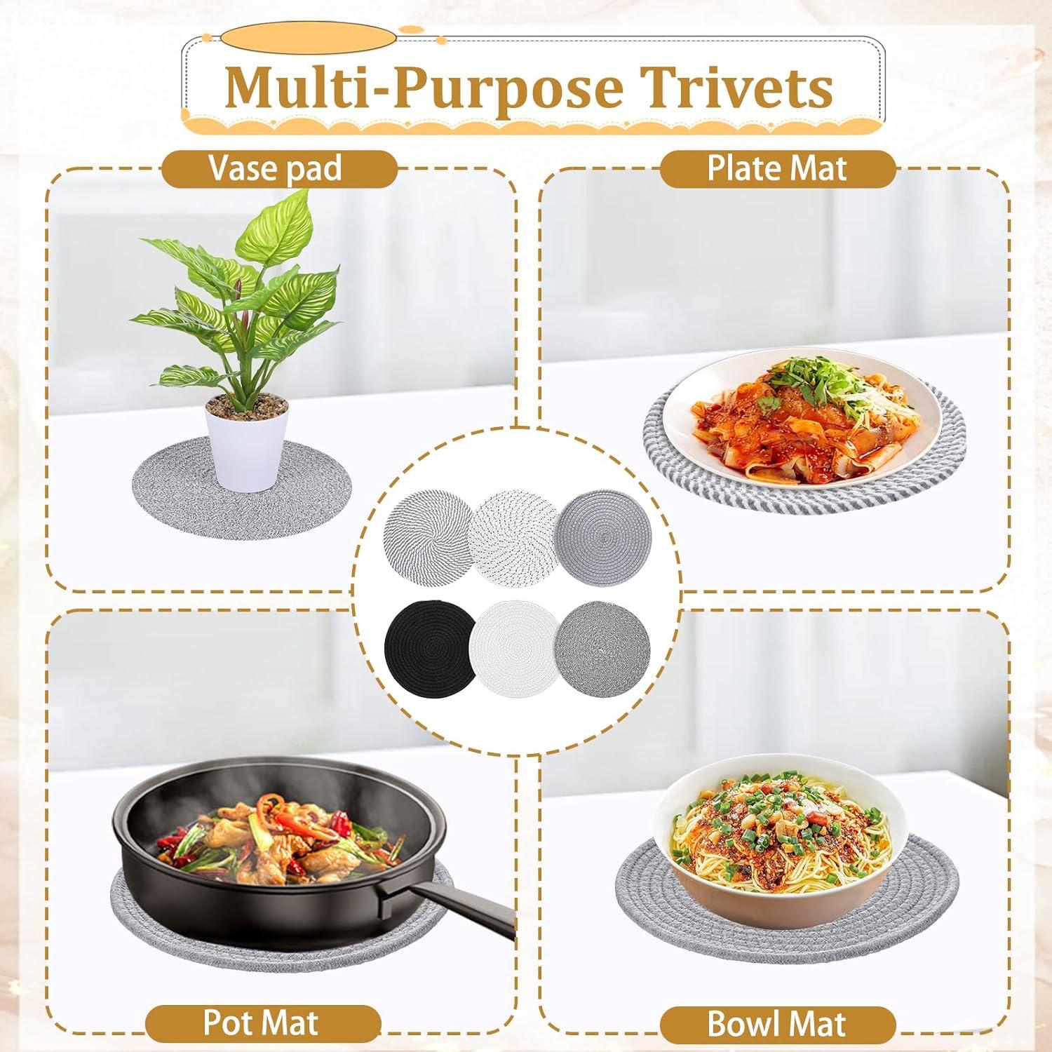 Trivetes de 25.4 cm Aiyorse, 6 Pcs Resistentes al Calor