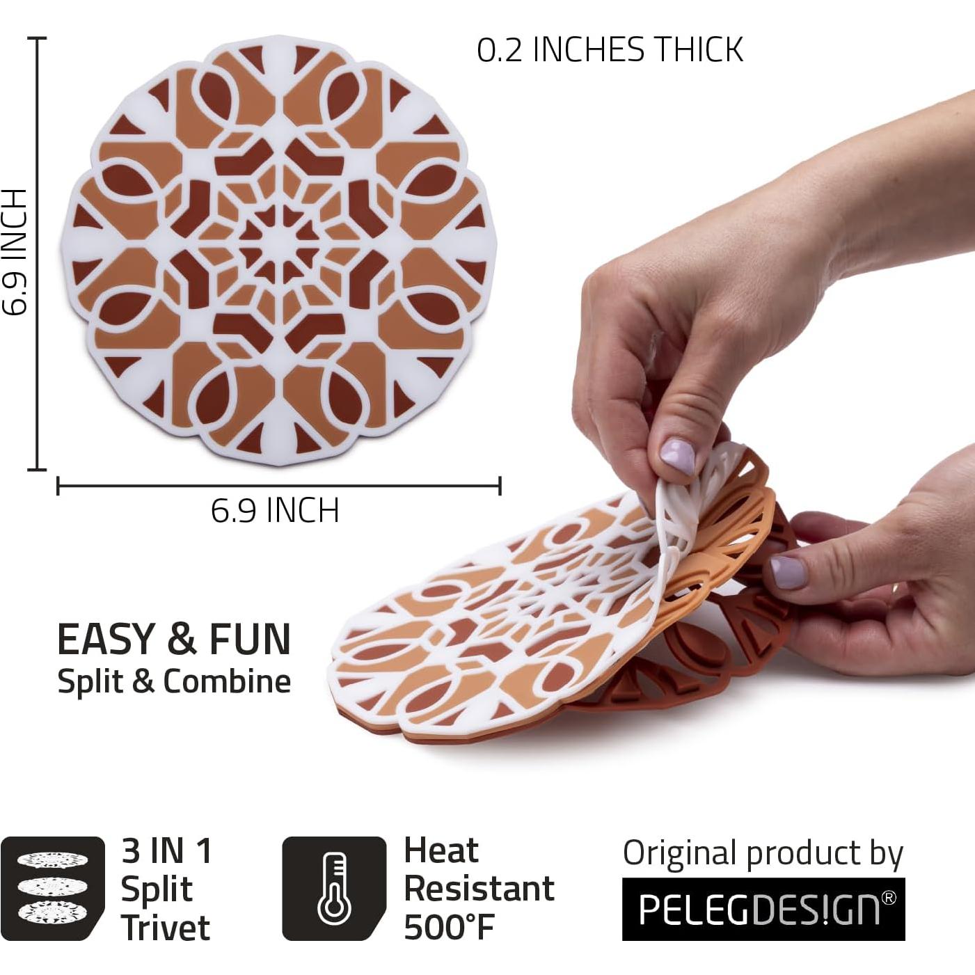 Juego de Trivets TriveTile Peleg Design Silicona Beige 17.5 cm