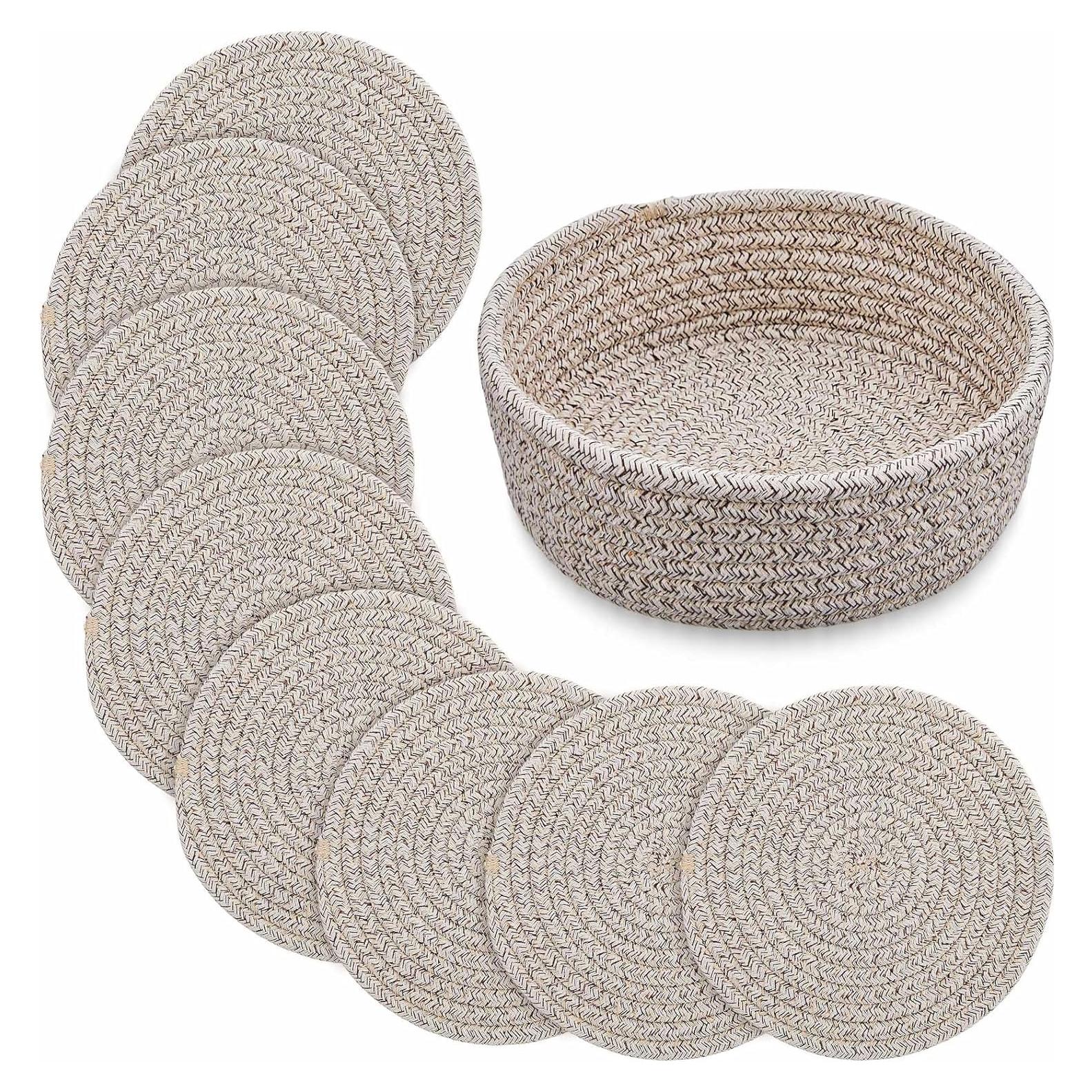 Trivetes de Algodón Mumufy 8 Pcs 18 cm con Canasta