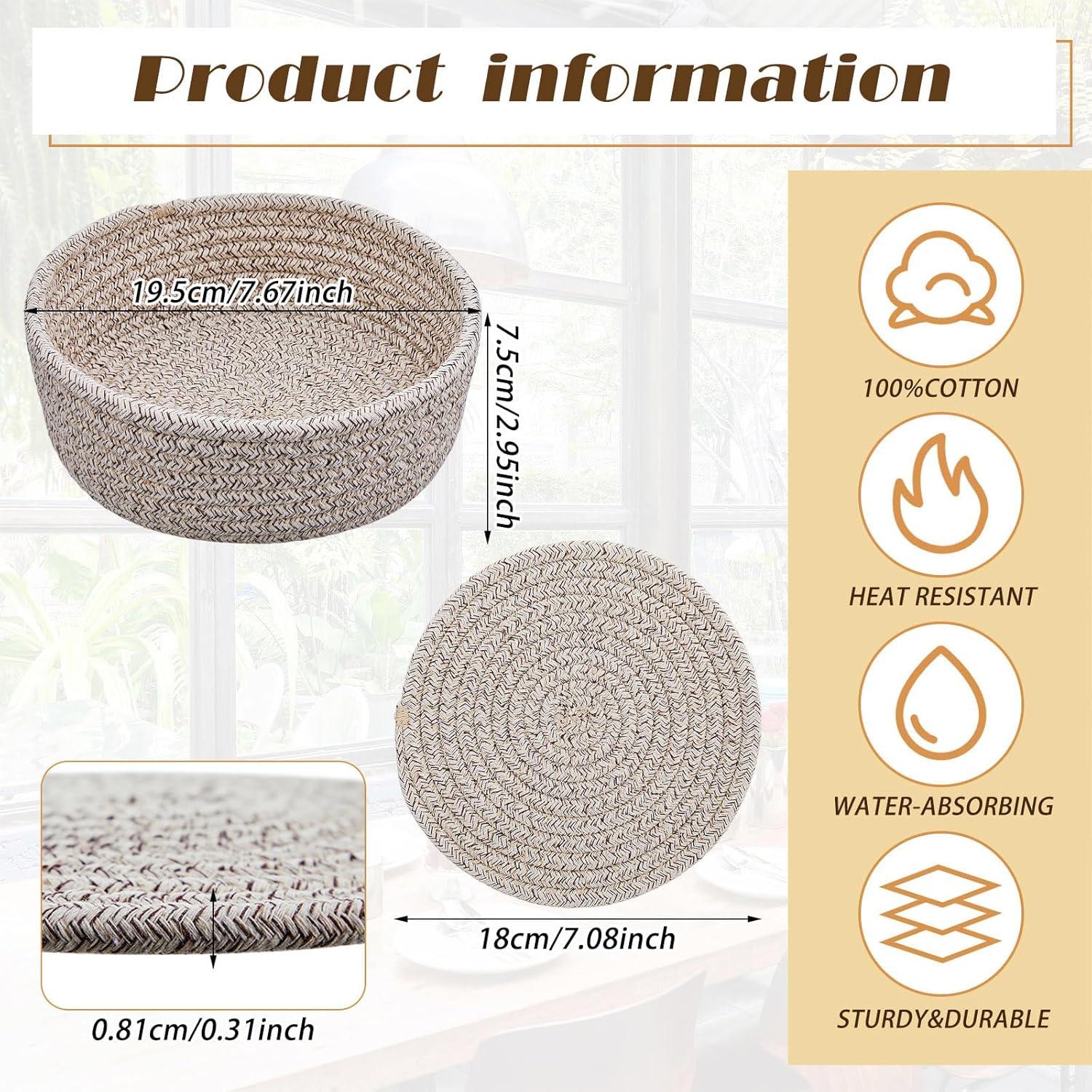 Trivetes de Algodón Mumufy 8 Pcs 18 cm con Canasta