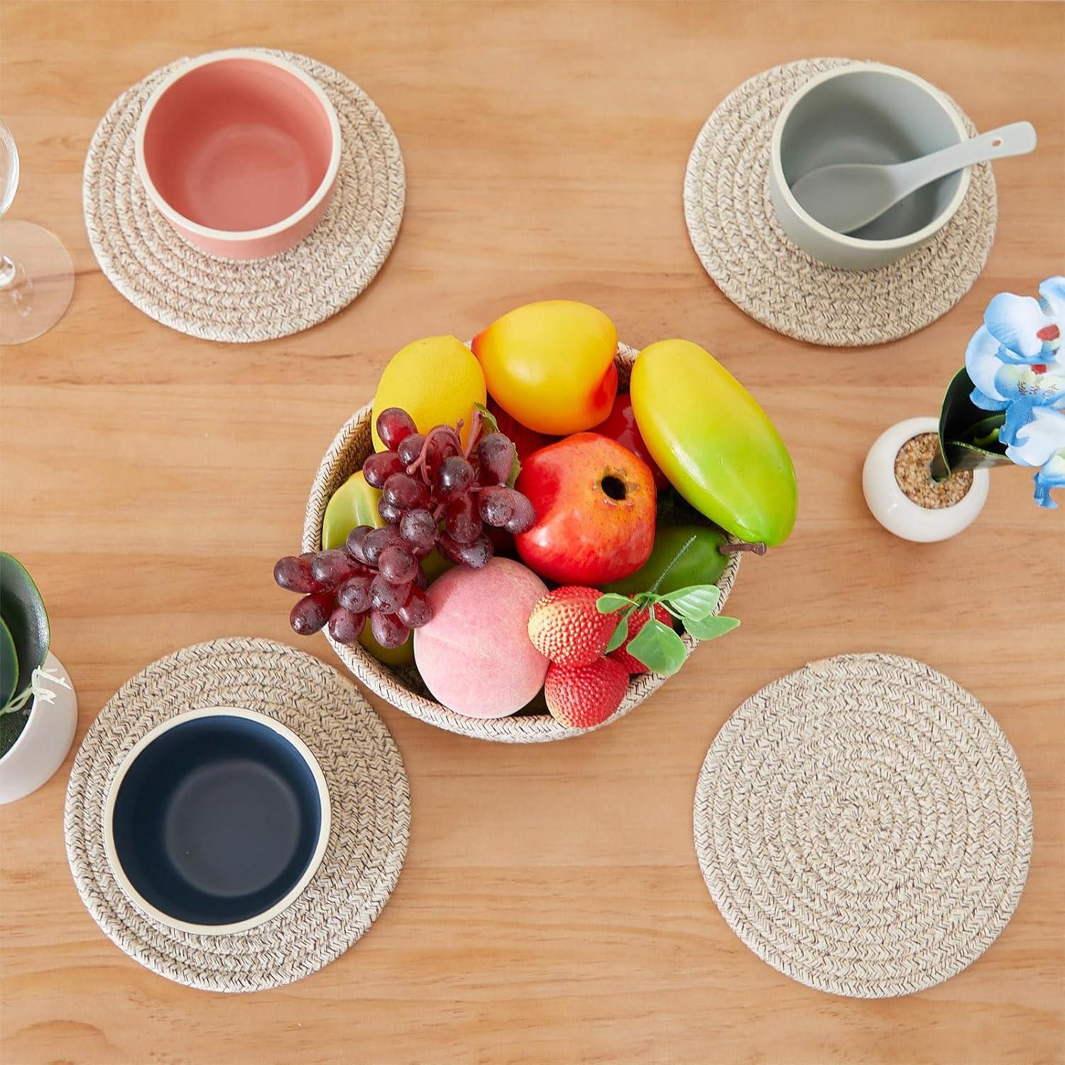 Trivetes de Algodón Mumufy 8 Pcs 18 cm con Canasta