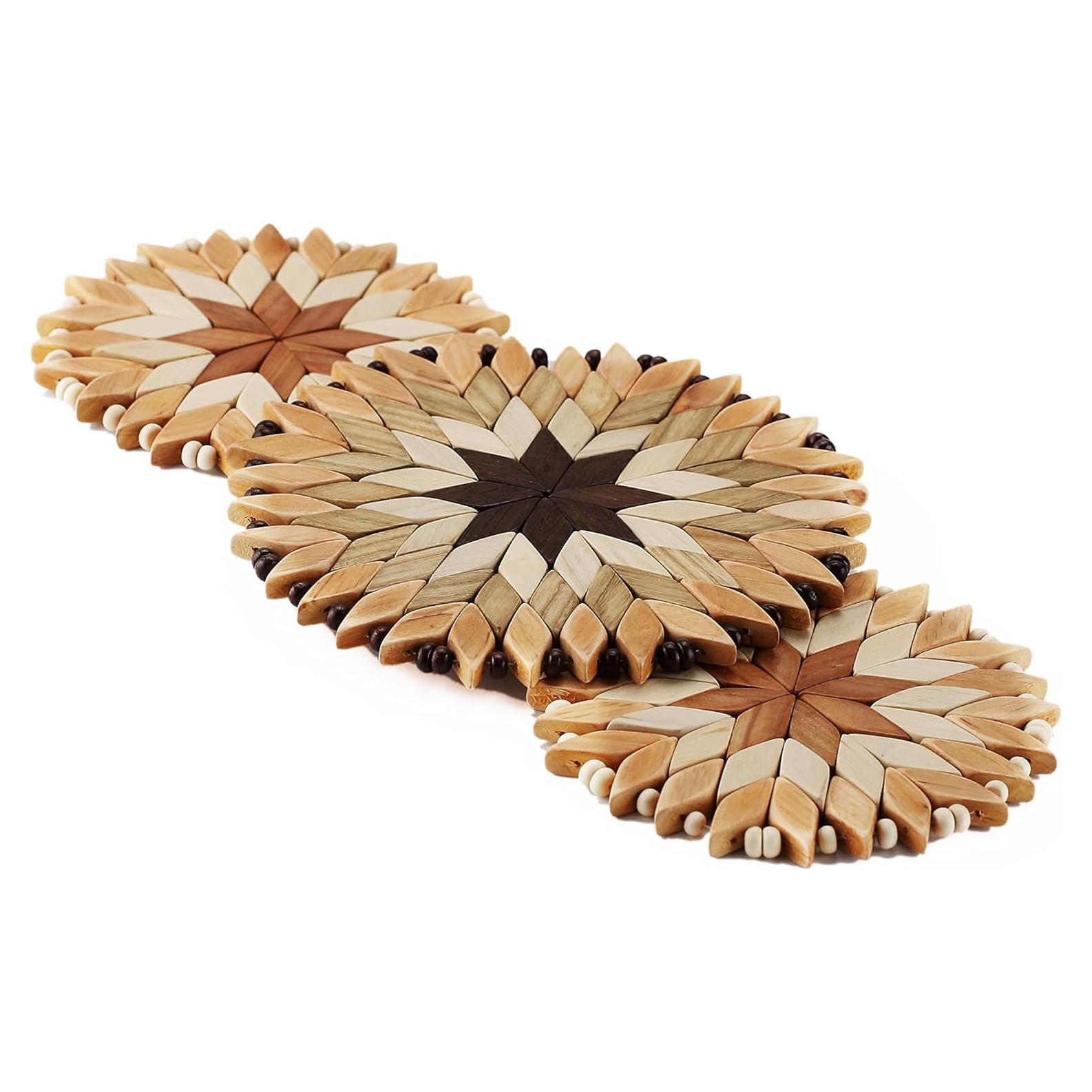Juego de 3 Trivetes de Madera Hechos a Mano SPL Woodcraft