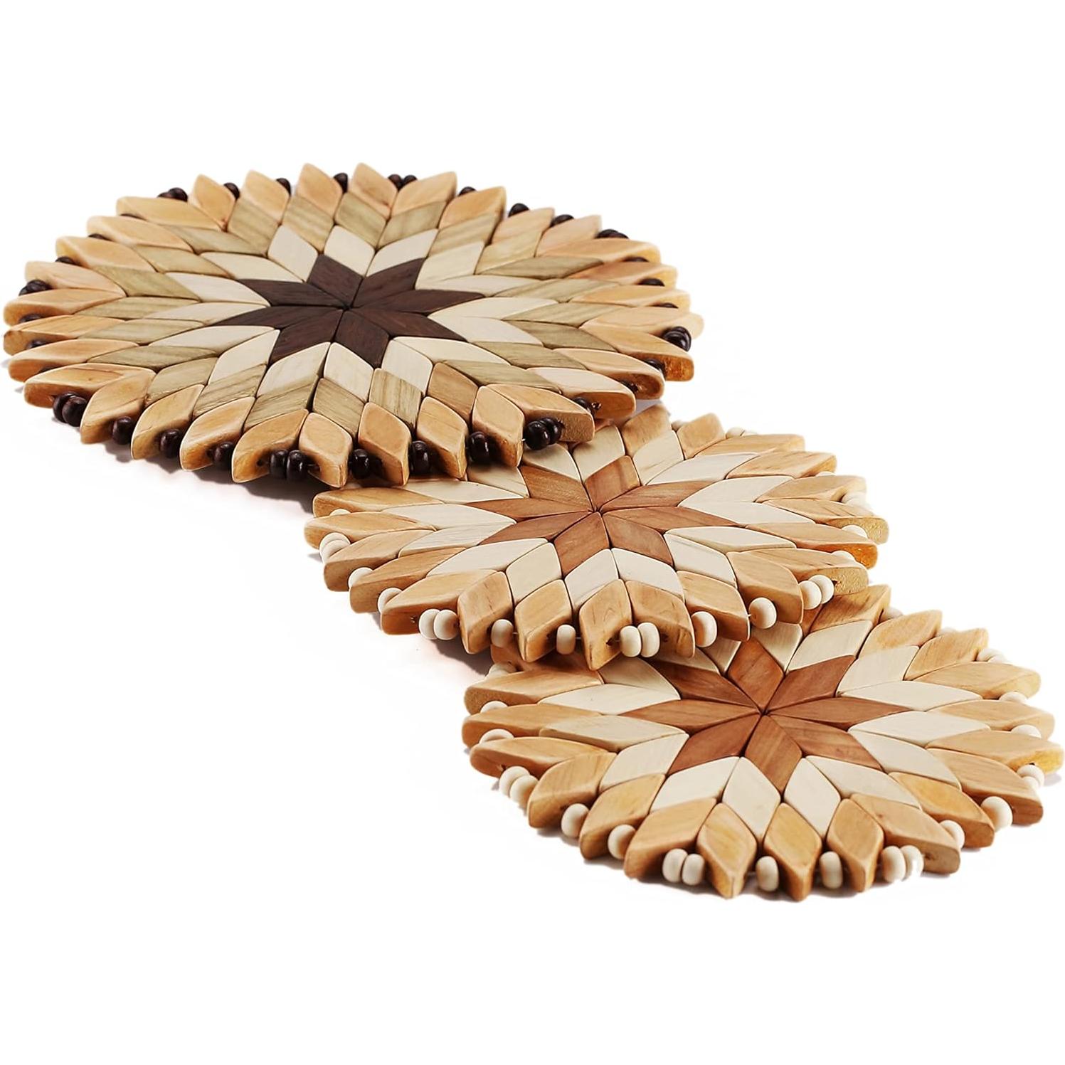 Juego de 3 Trivetes de Madera Hechos a Mano SPL Woodcraft