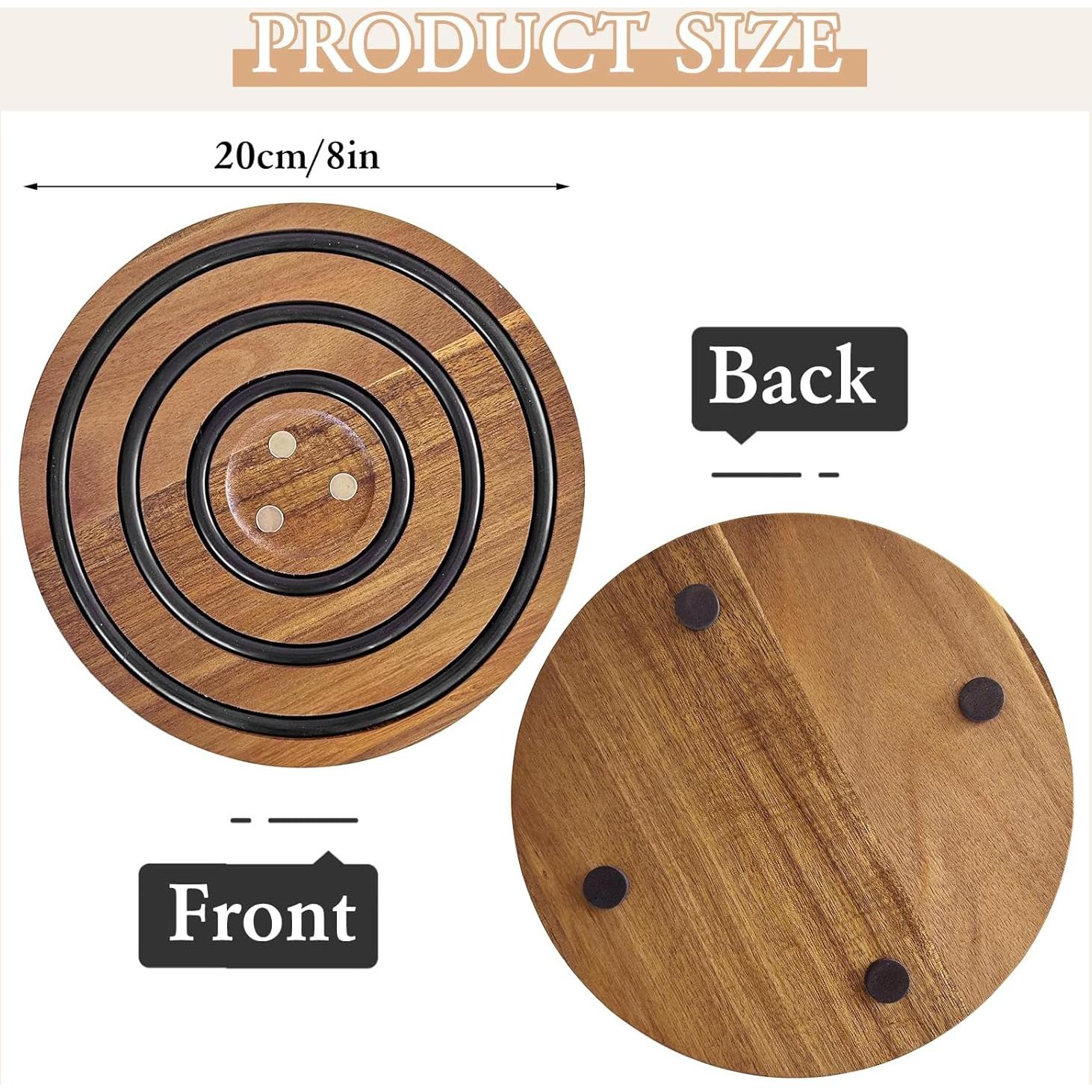 Trivetes de Madera de Acacia Magnéticos 2 PCS LAIAMER