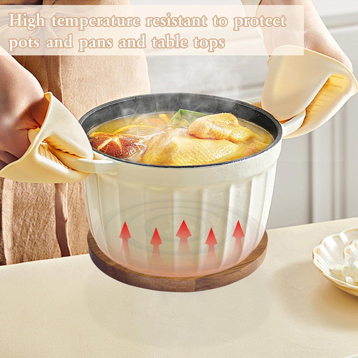 Trivetes de Madera de Acacia Magnéticos 2 PCS LAIAMER