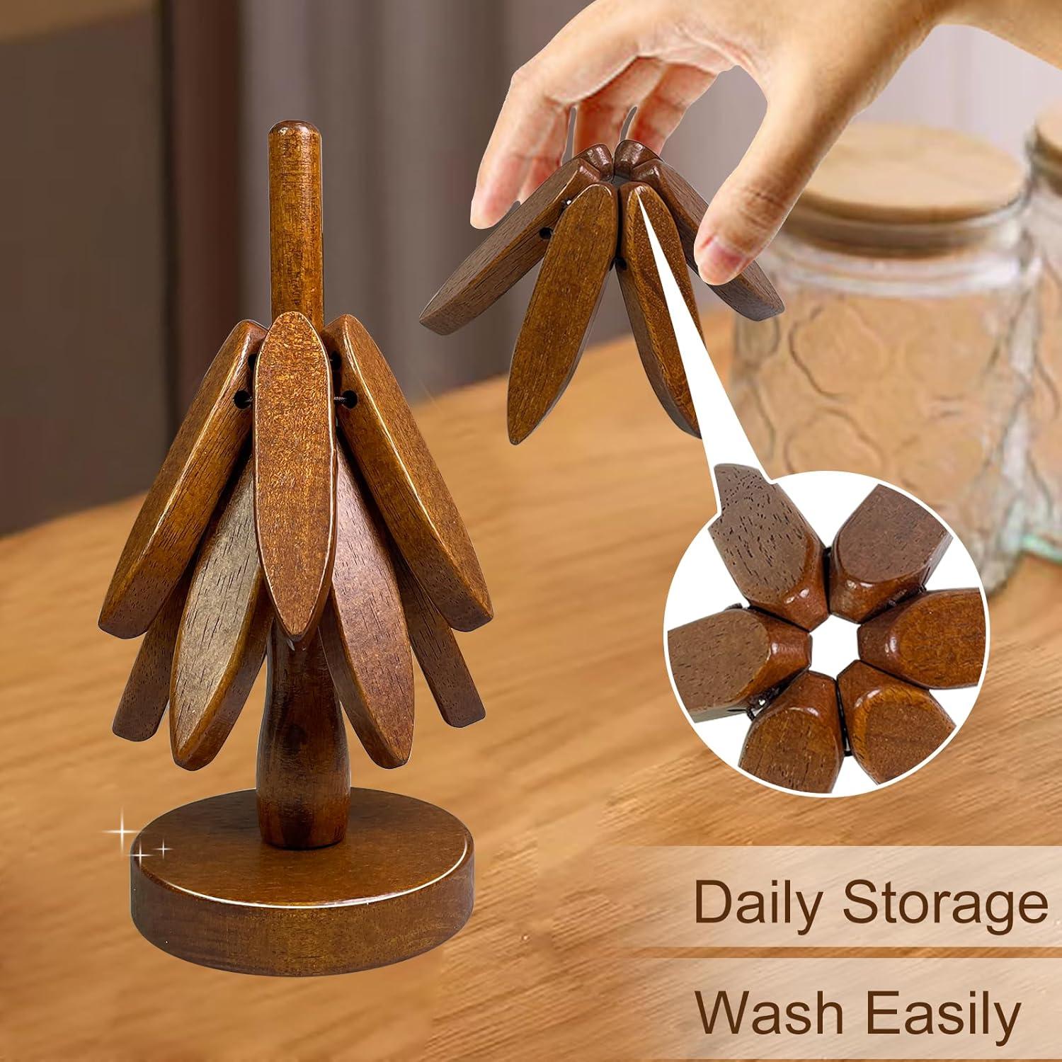 Trivetes de Madera Mamakura en Forma de Árbol para Cocina