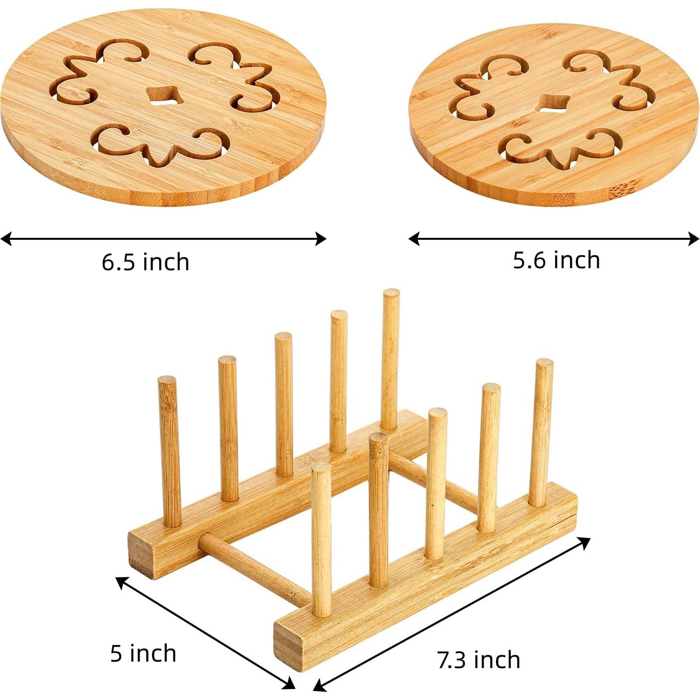 Conjunto de 6 Posavasos de Bambú Natural AVLA Antideslizantes