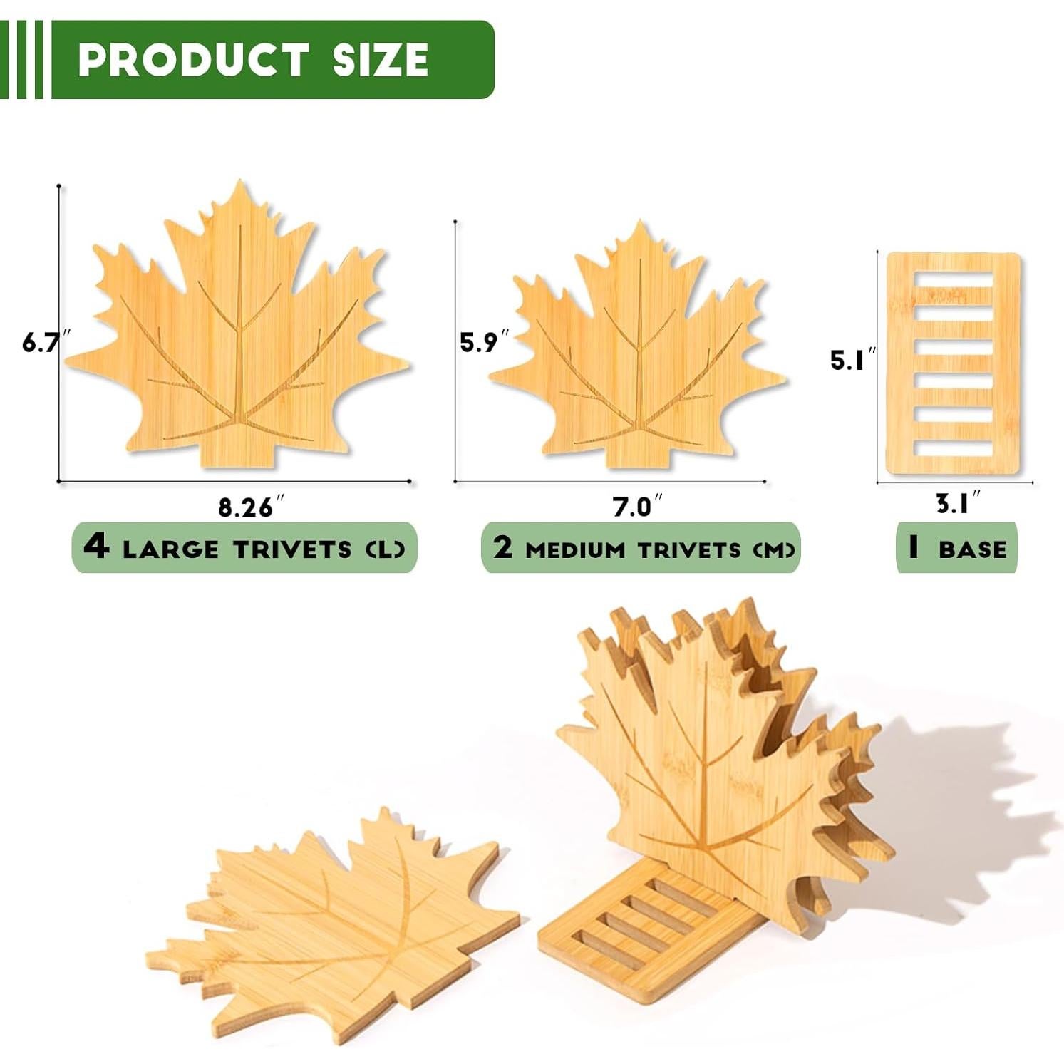 Juego de Trivetes de Bambú Erjiacun - 6 Piezas Antideslizantes