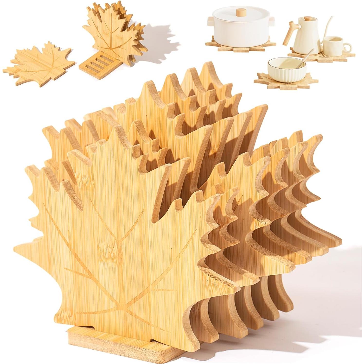 Juego de Trivetes de Bambú Erjiacun - 6 Piezas Antideslizantes