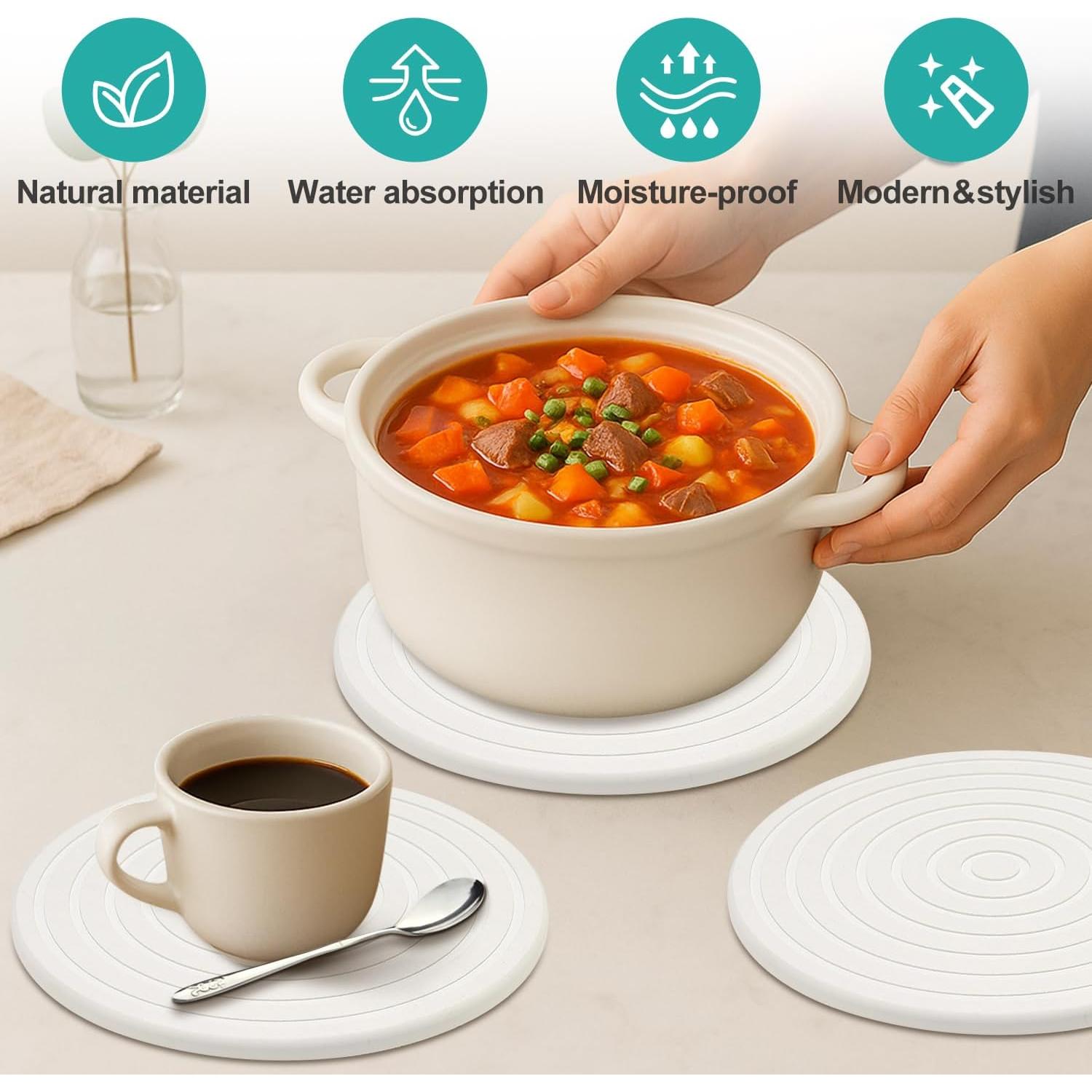 Juego de 3 Trivets Redondos Renawe de Diatomita 20 cm