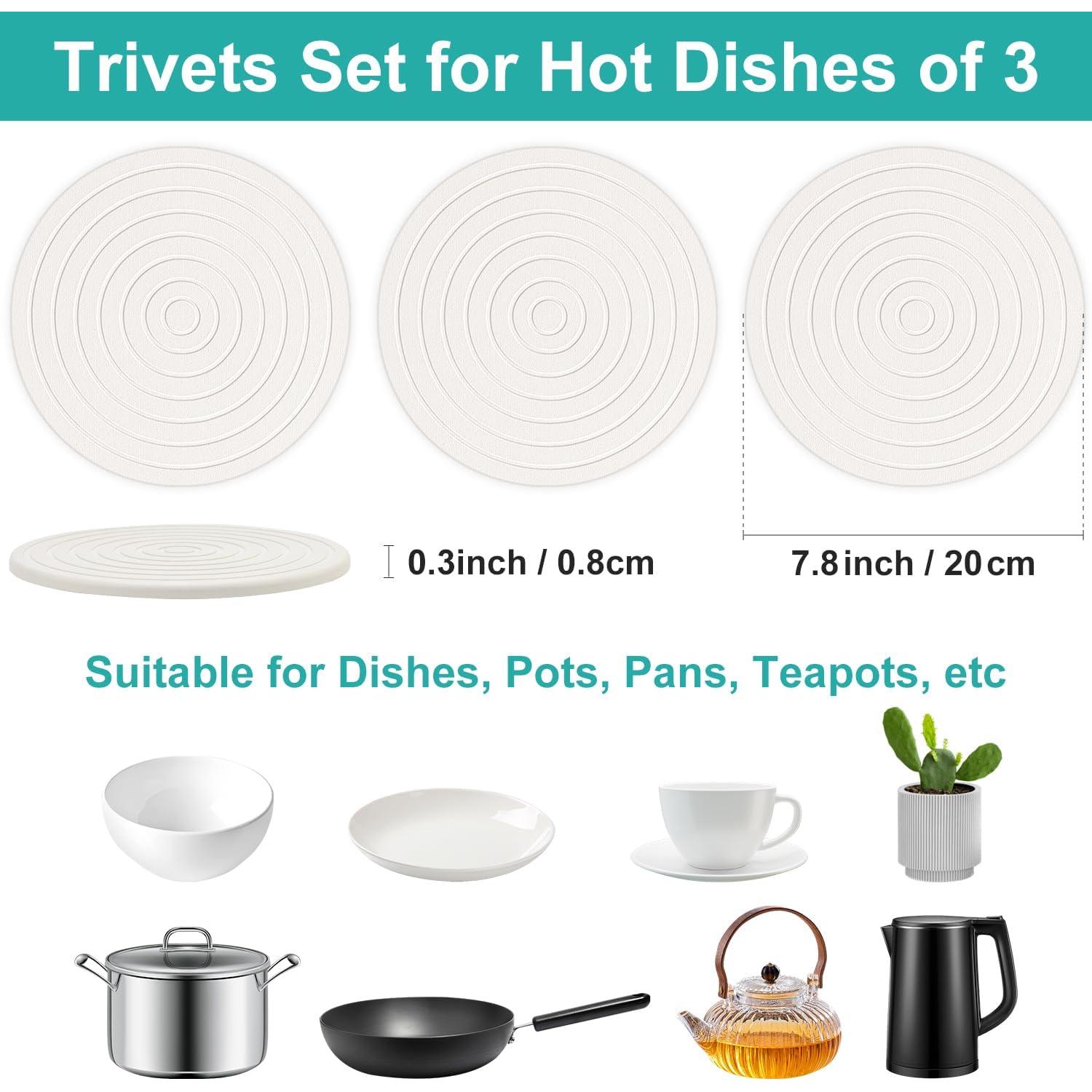 Juego de 3 Trivets Redondos Renawe de Diatomita 20 cm