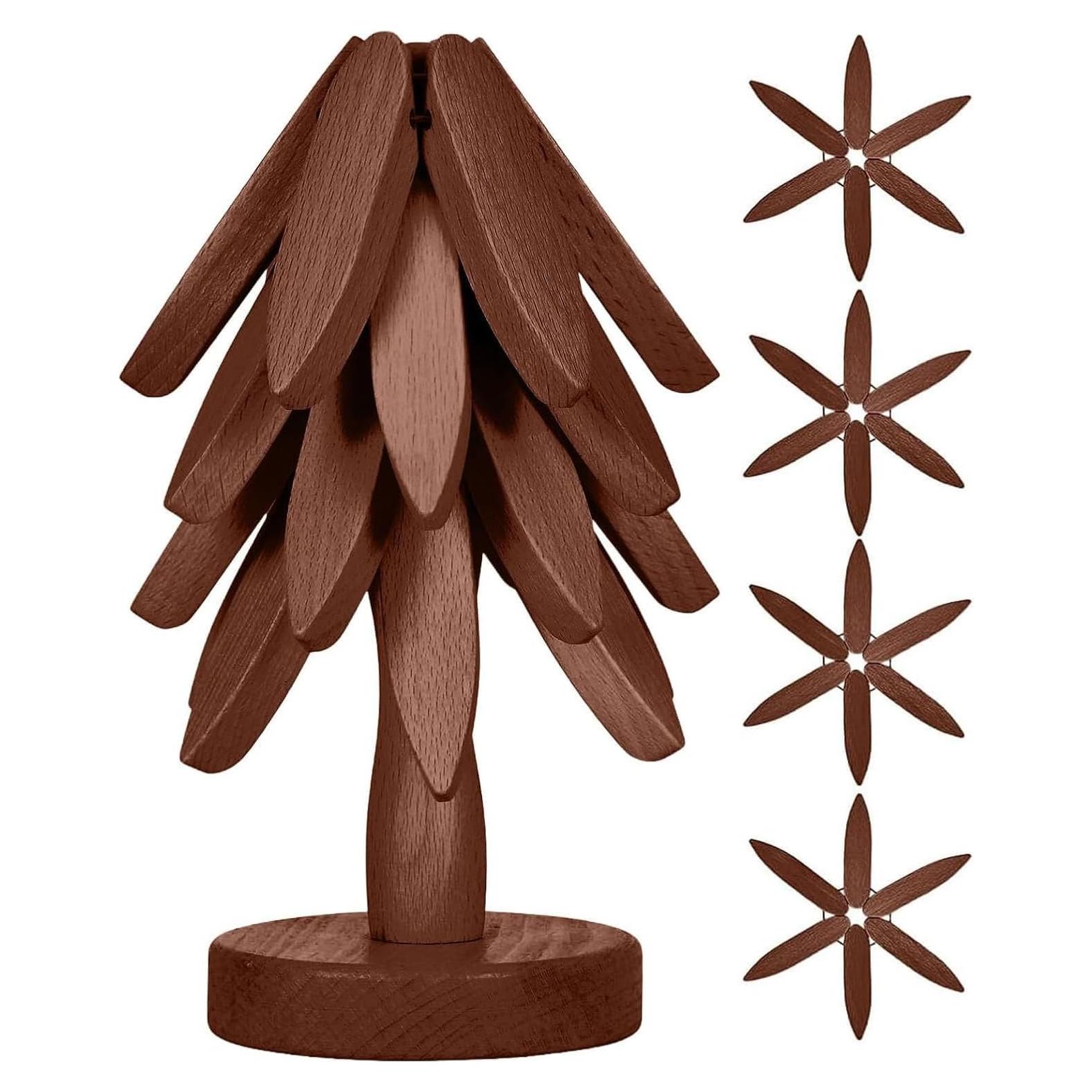 Juego de Trivetes de Madera Oylyoyea 4 Piezas + Soporte