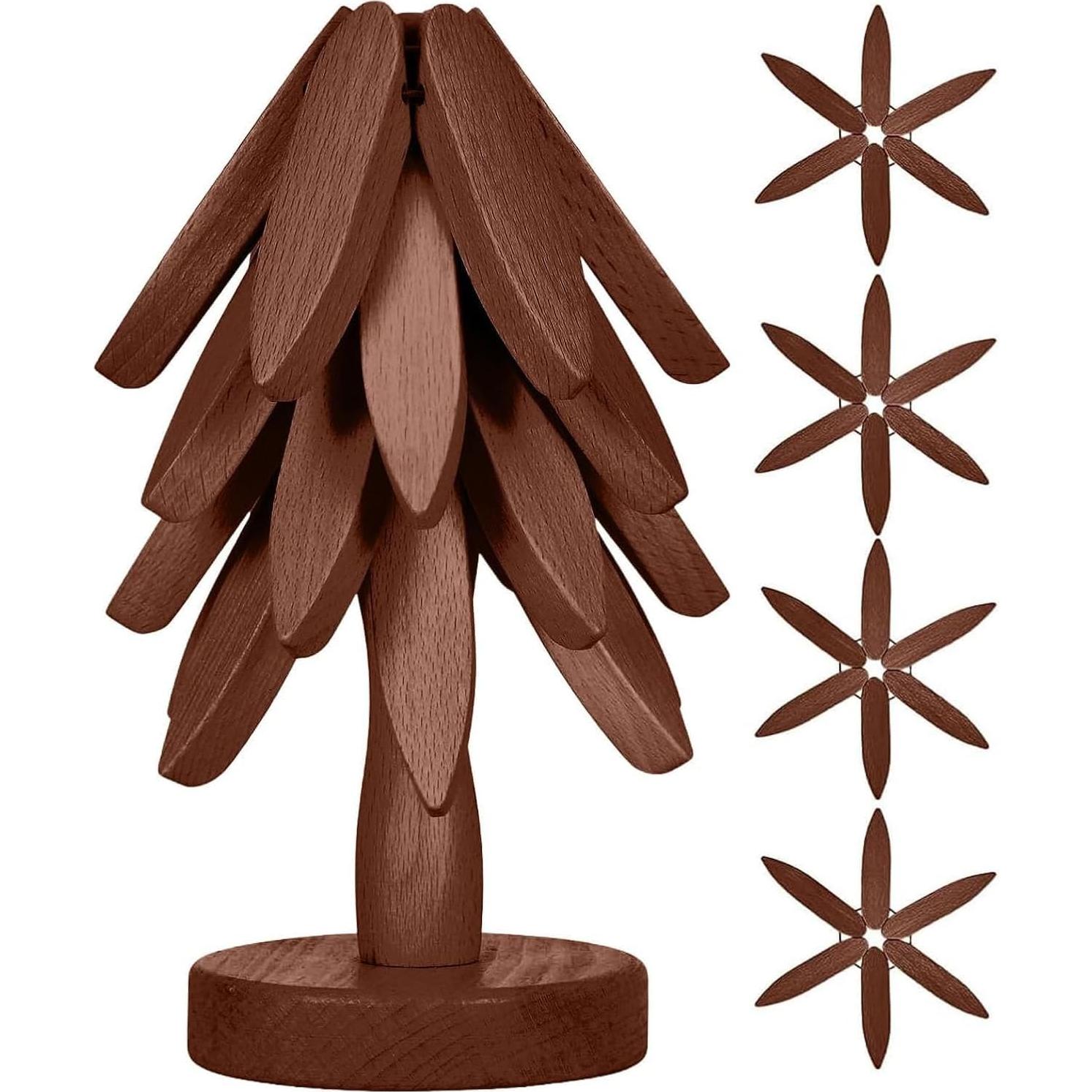 Juego de Trivetes de Madera Oylyoyea 4 Piezas + Soporte