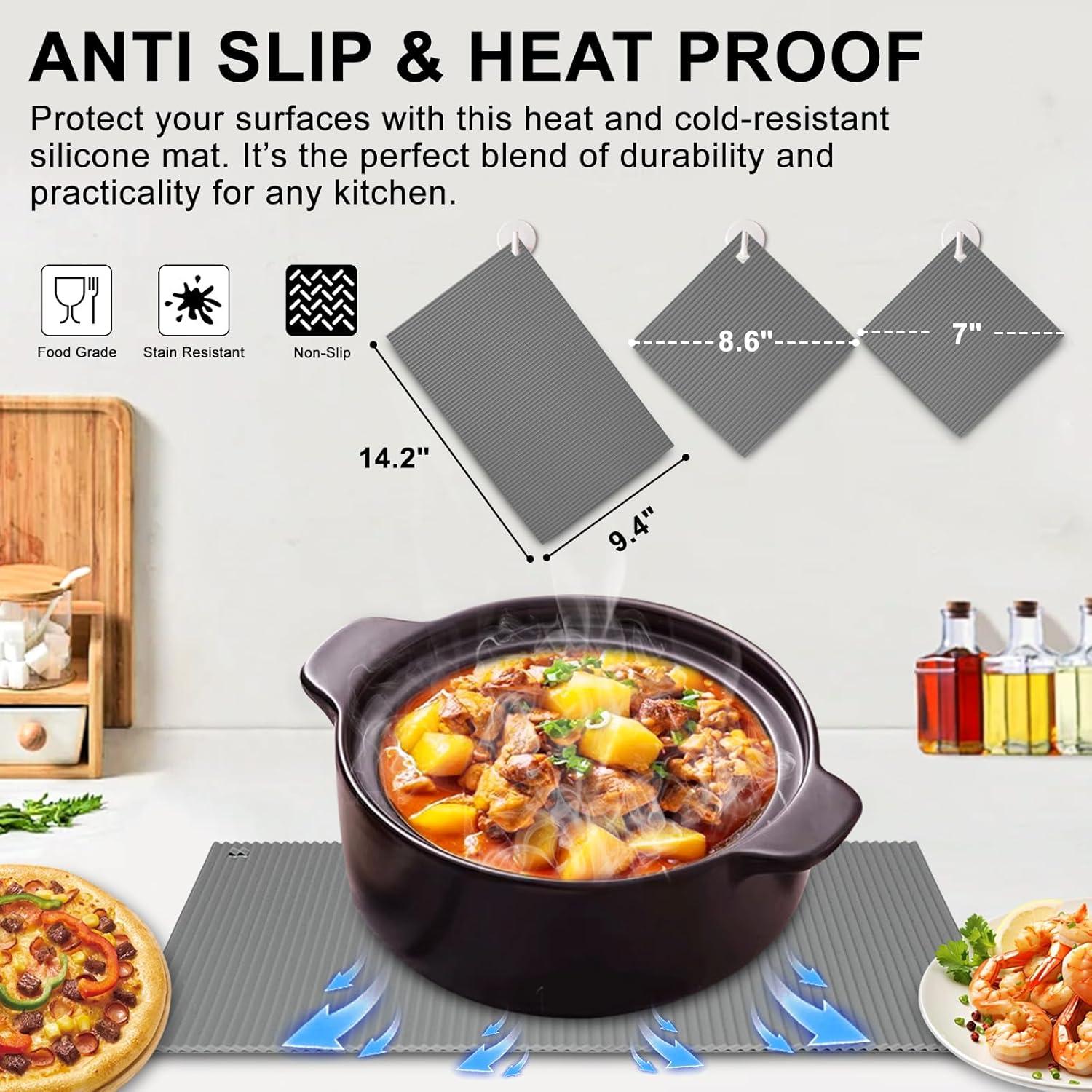 Trivets de Silicona GIDGEE 2 Unidades 24.13x35.81 cm Gris