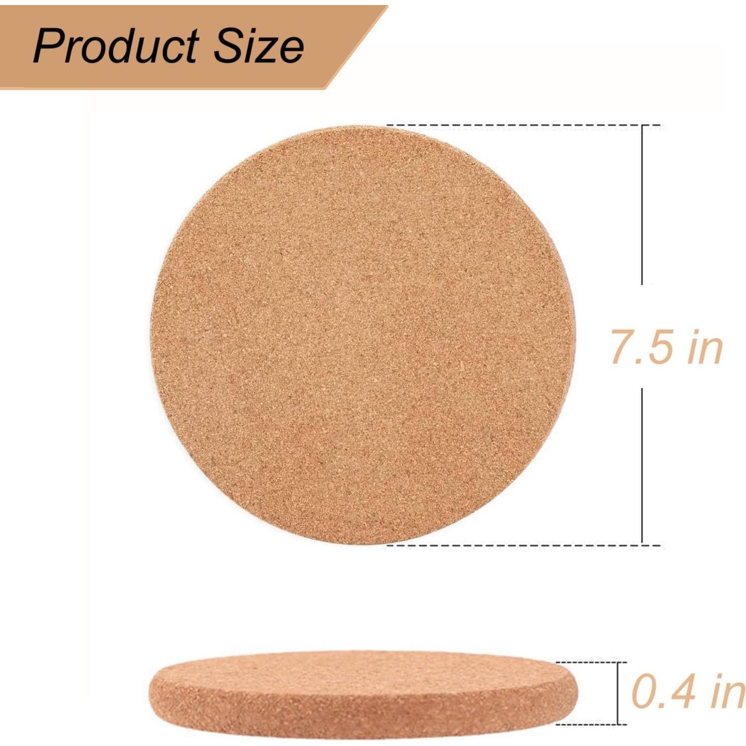 Trivet de Corcho Redondo HUAOAO 19.05 cm 6 Pcs Ecológico