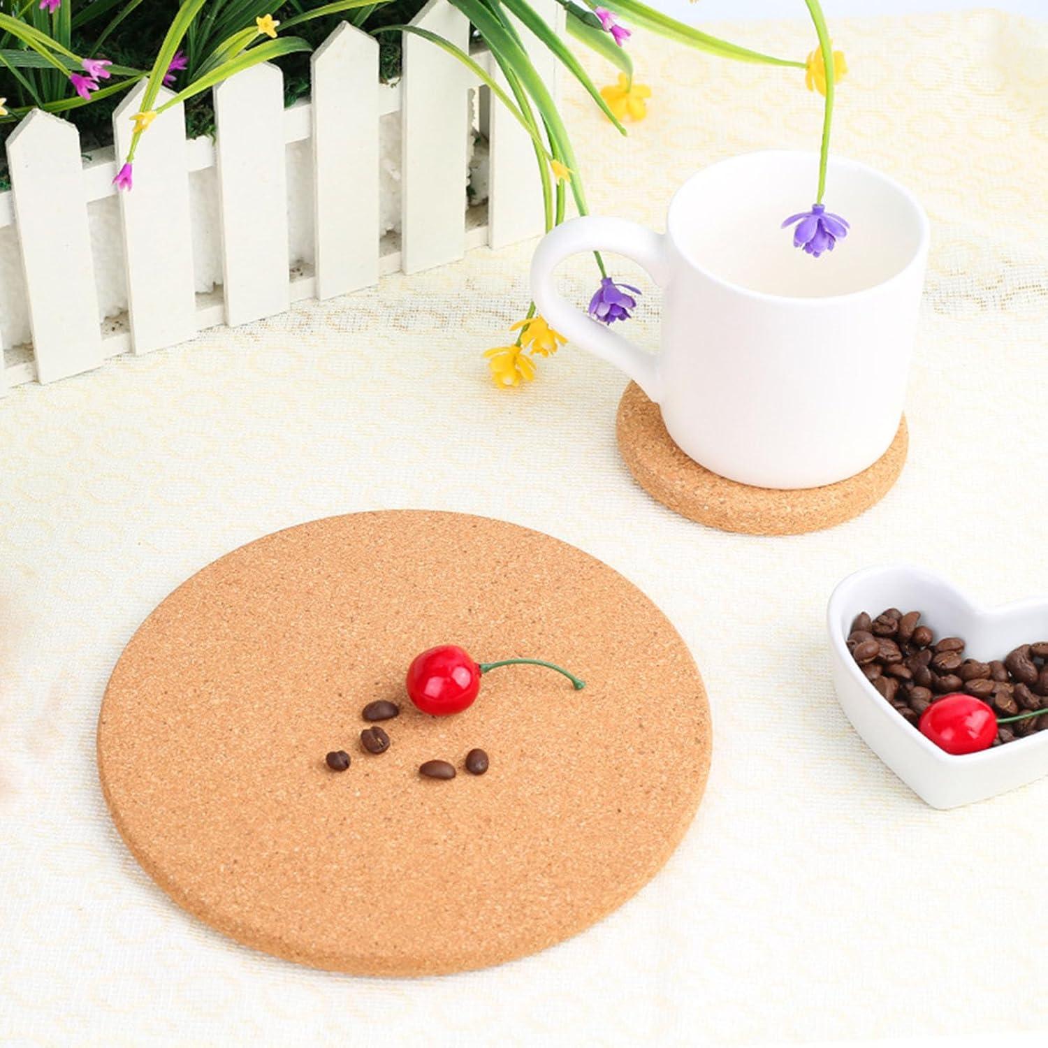 Trivet de Corcho Redondo HUAOAO 19.05 cm 6 Pcs Ecológico