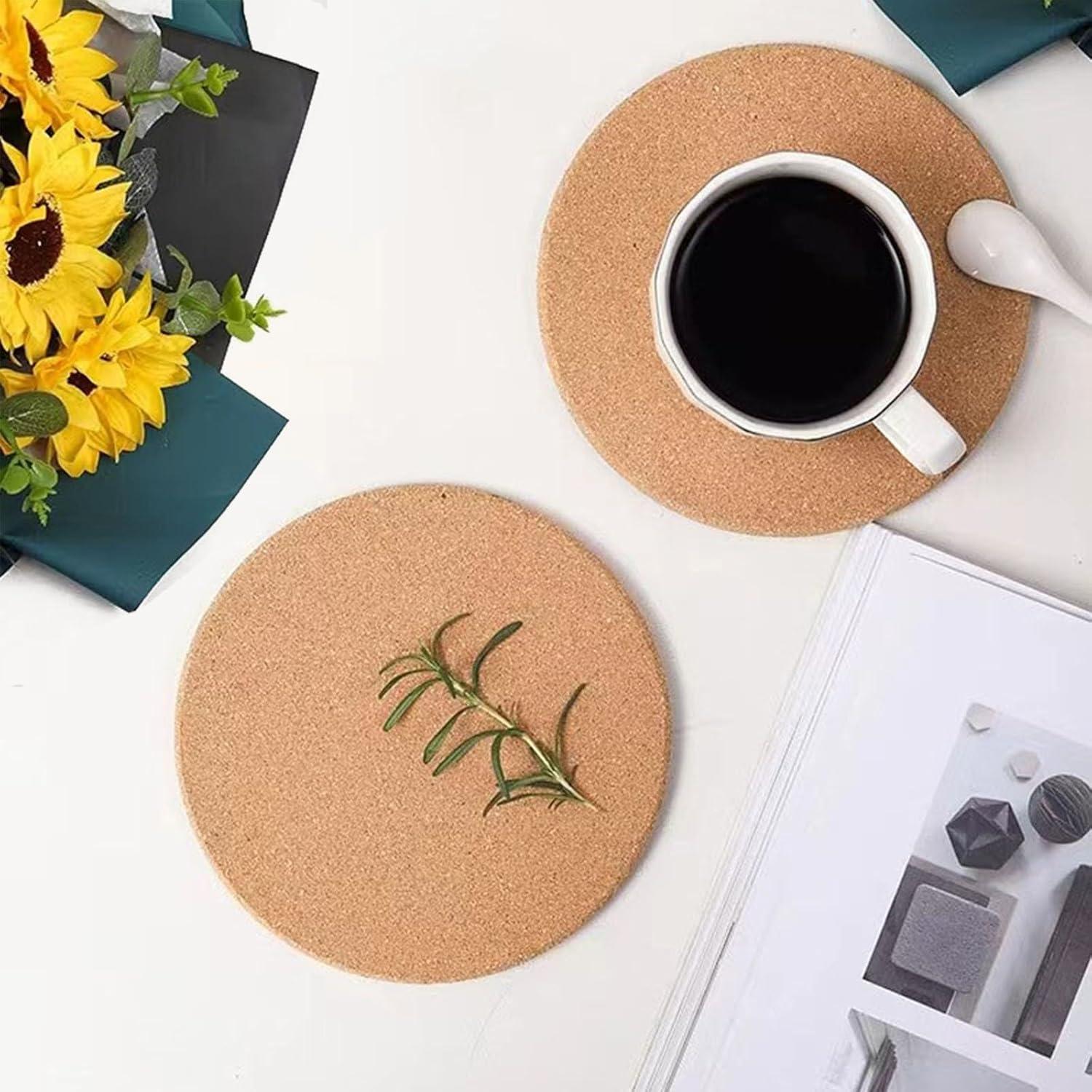 Trivet de Corcho Redondo HUAOAO 19.05 cm 6 Pcs Ecológico