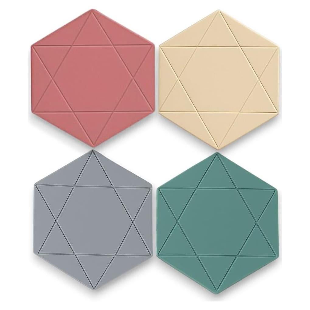 Mats de Silicona Hexagonales MINGLEMART - Paquete de 4