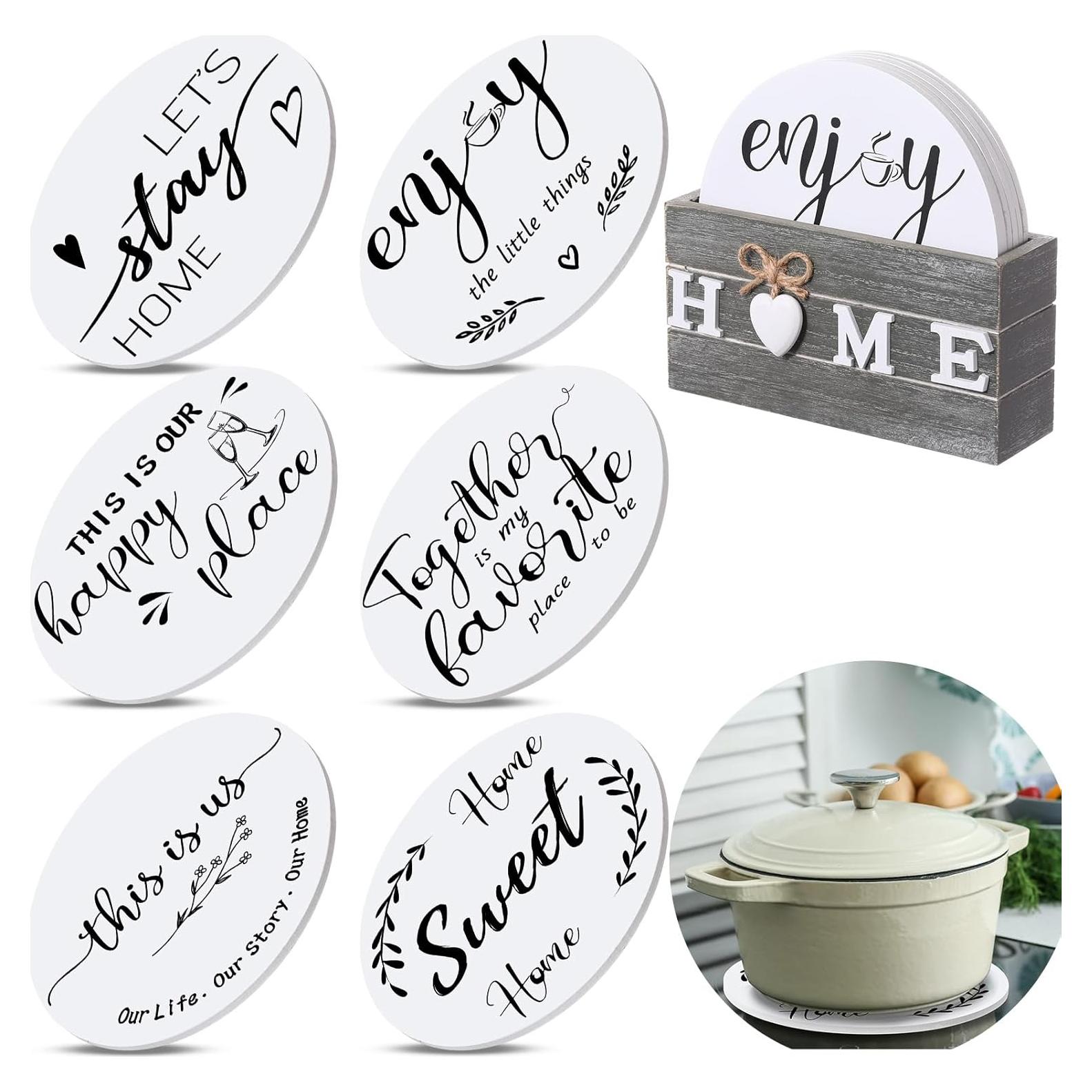 Posavasos de Madera Queekay 6 Pcs 17.78 cm Gris