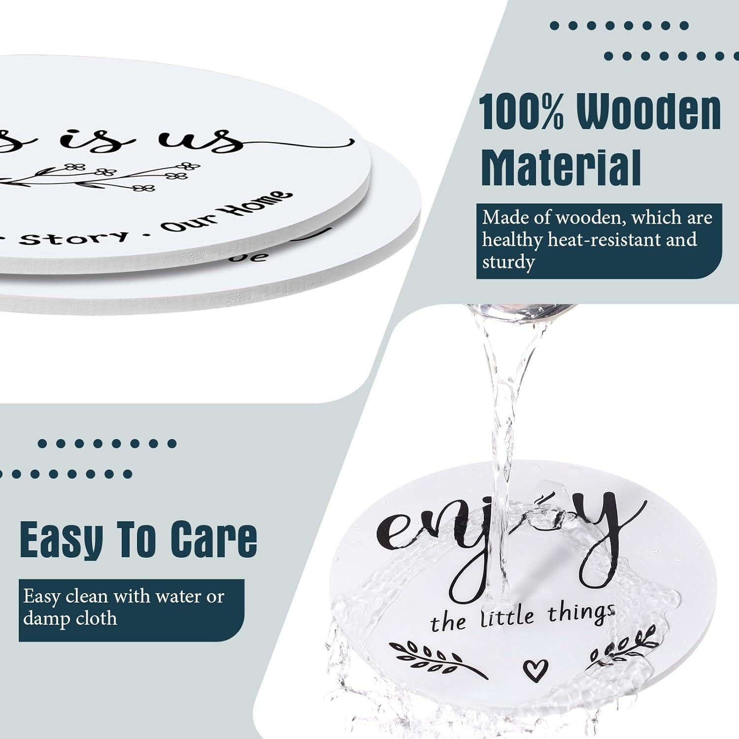 Posavasos de Madera Queekay 6 Pcs 17.78 cm Gris