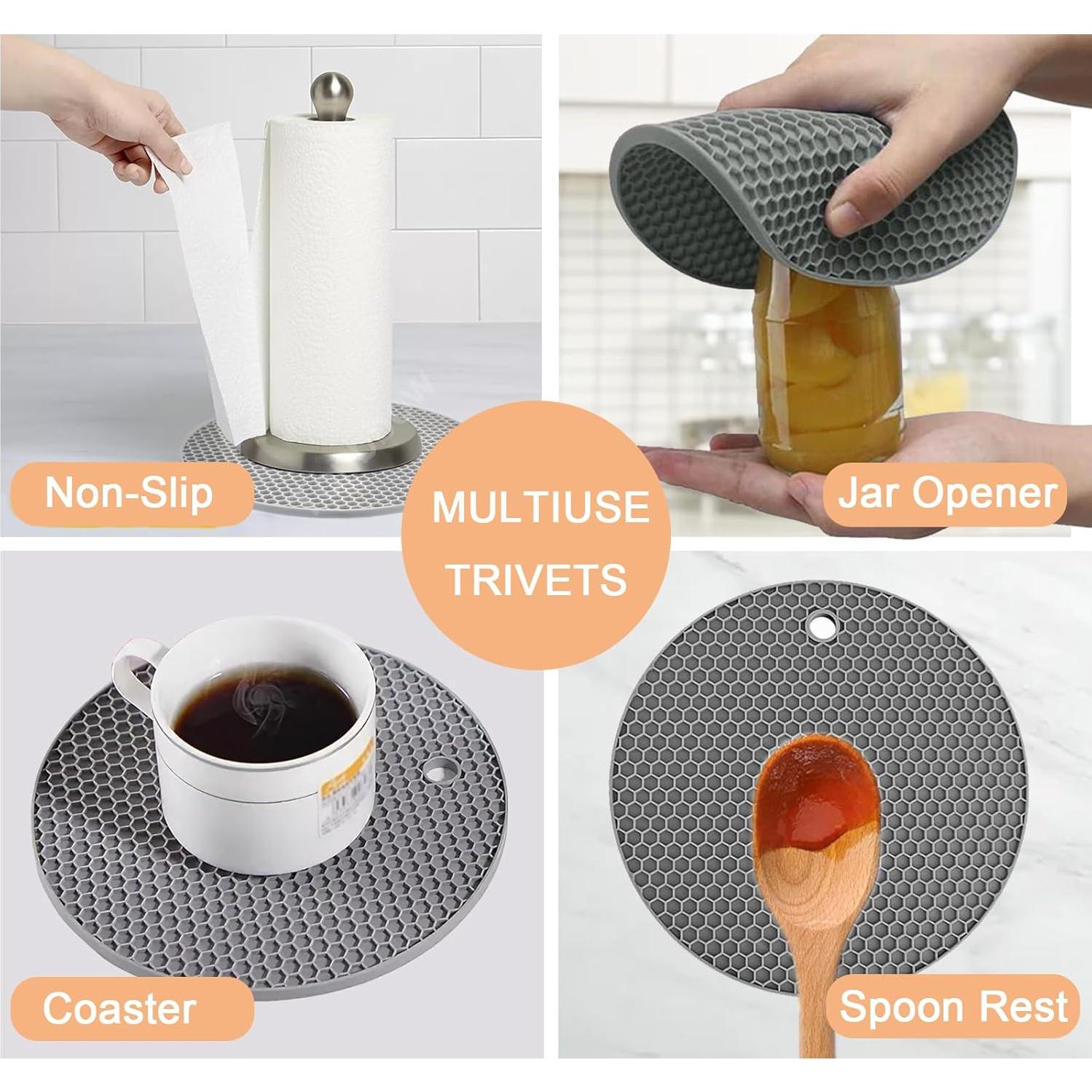 Trivetes de Silicona Tonbbow 4 Piezas 22.86 cm y 17.78 cm