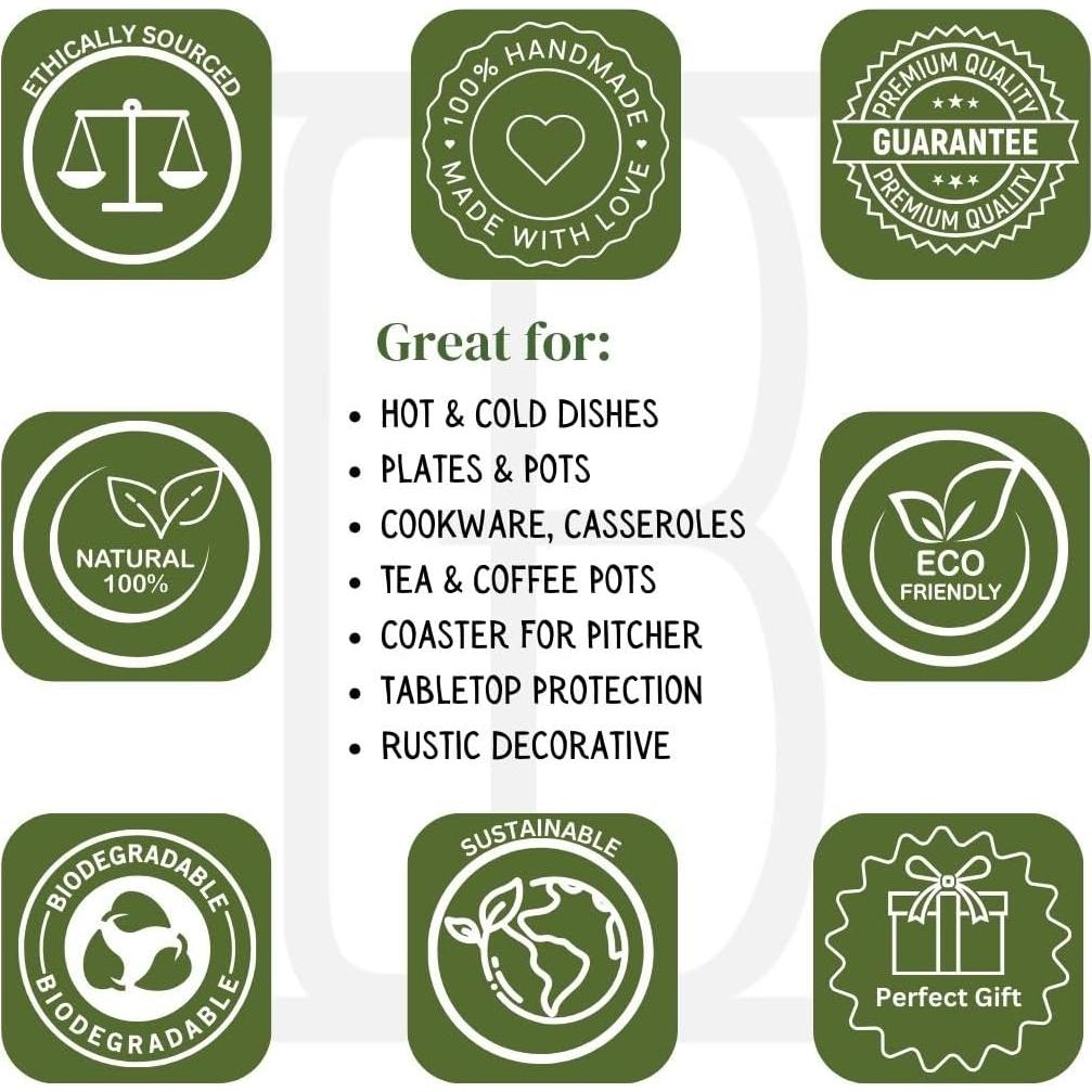 Trivet Redondo de Madera de Mango Azul Lavado 15 cm - The Great Indian Bazaar