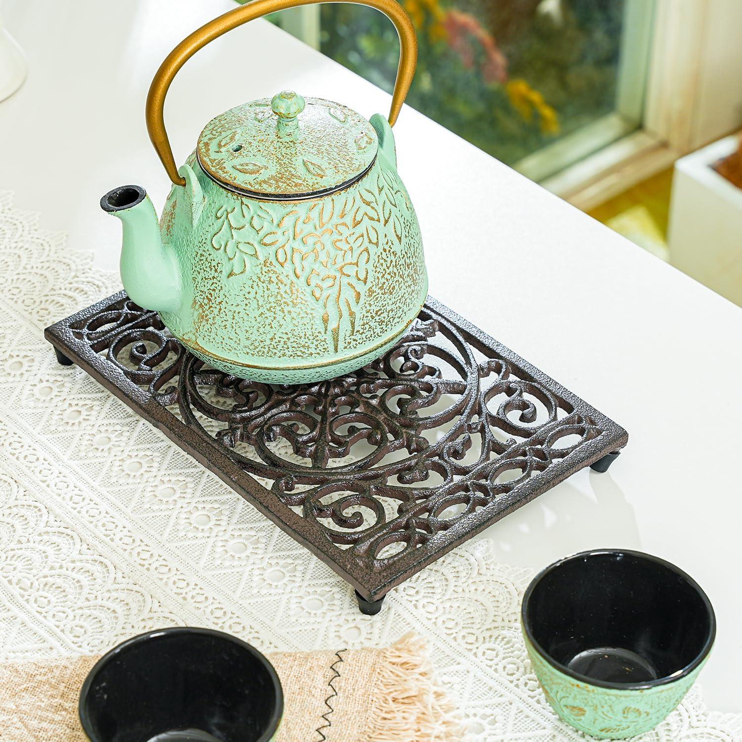 Trivet Rectangular de Hierro Fundido Sungmor 24.4x16cm Patrón Intrincado