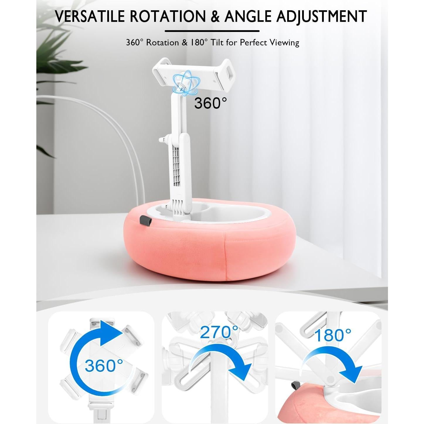 Soporte de Almohada para Tablet Miledi Rosa 360° Ajustable