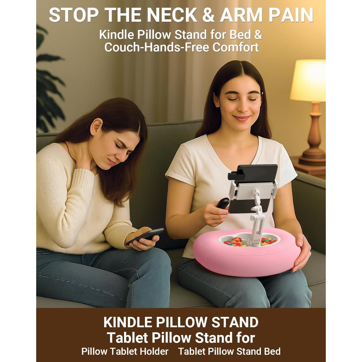 Soporte de Almohada Ajustable Bongogoo para Tabletas y Teléfonos Rosa