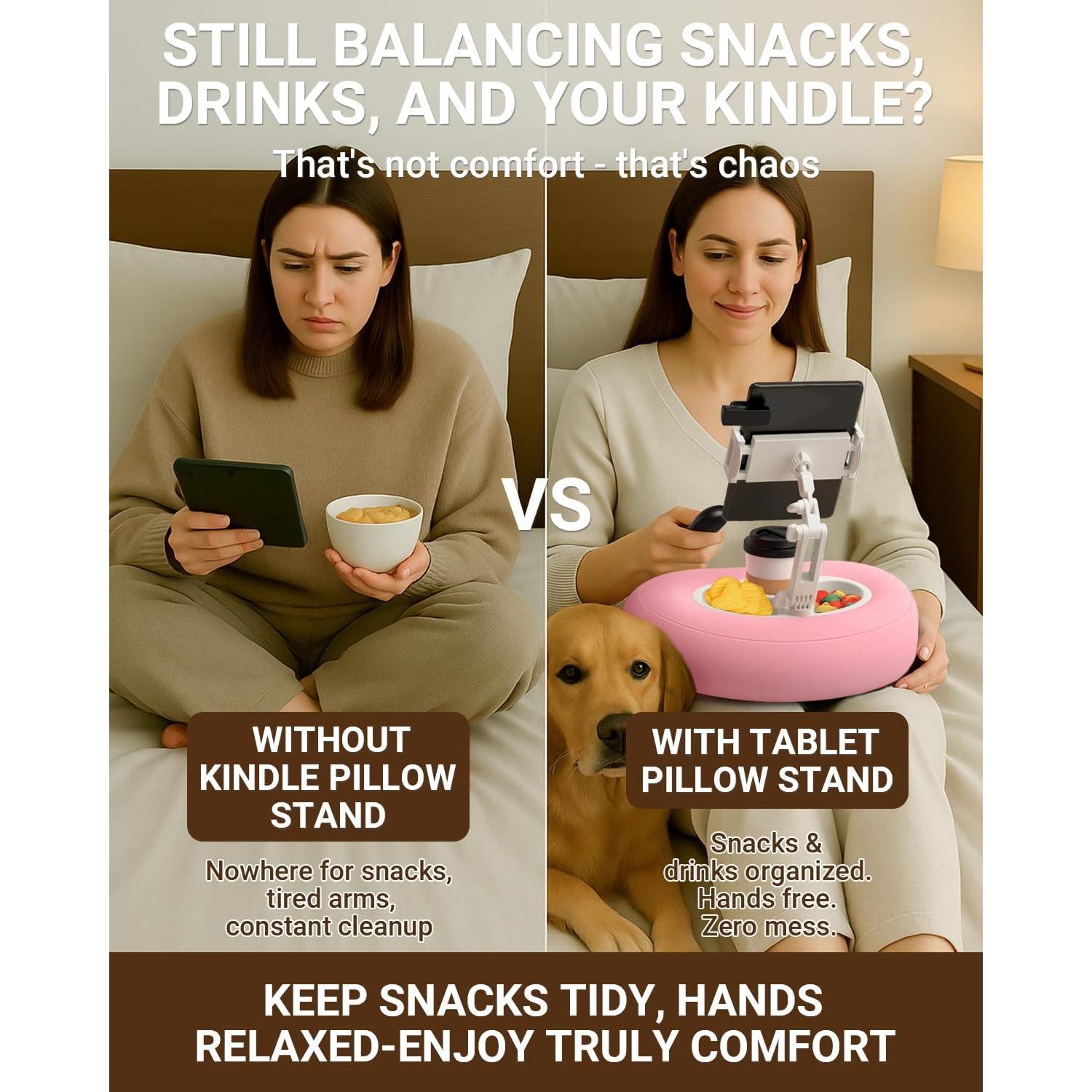 Soporte de Almohada Ajustable Bongogoo para Tabletas y Teléfonos Rosa