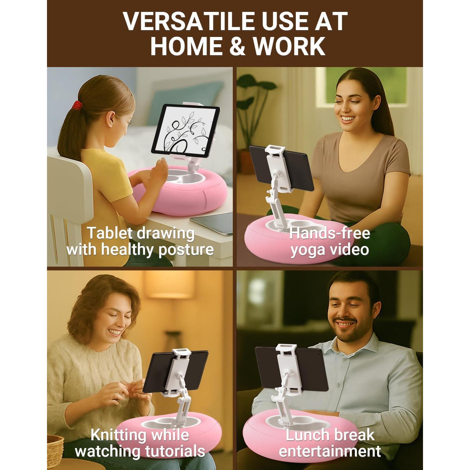 Soporte de Almohada Ajustable Bongogoo para Tabletas y Teléfonos Rosa