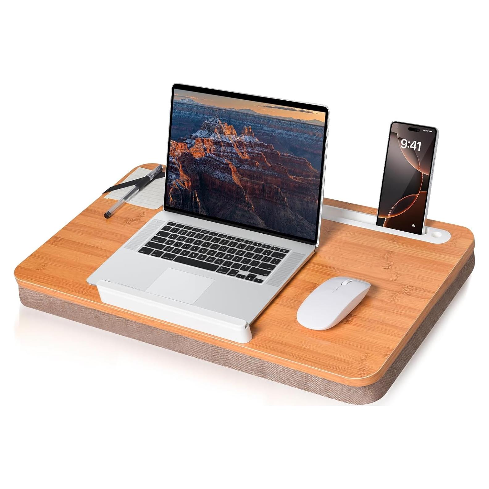 Escritorio de Bambú Wishacc Extra Grande 61x35 cm con Cojín