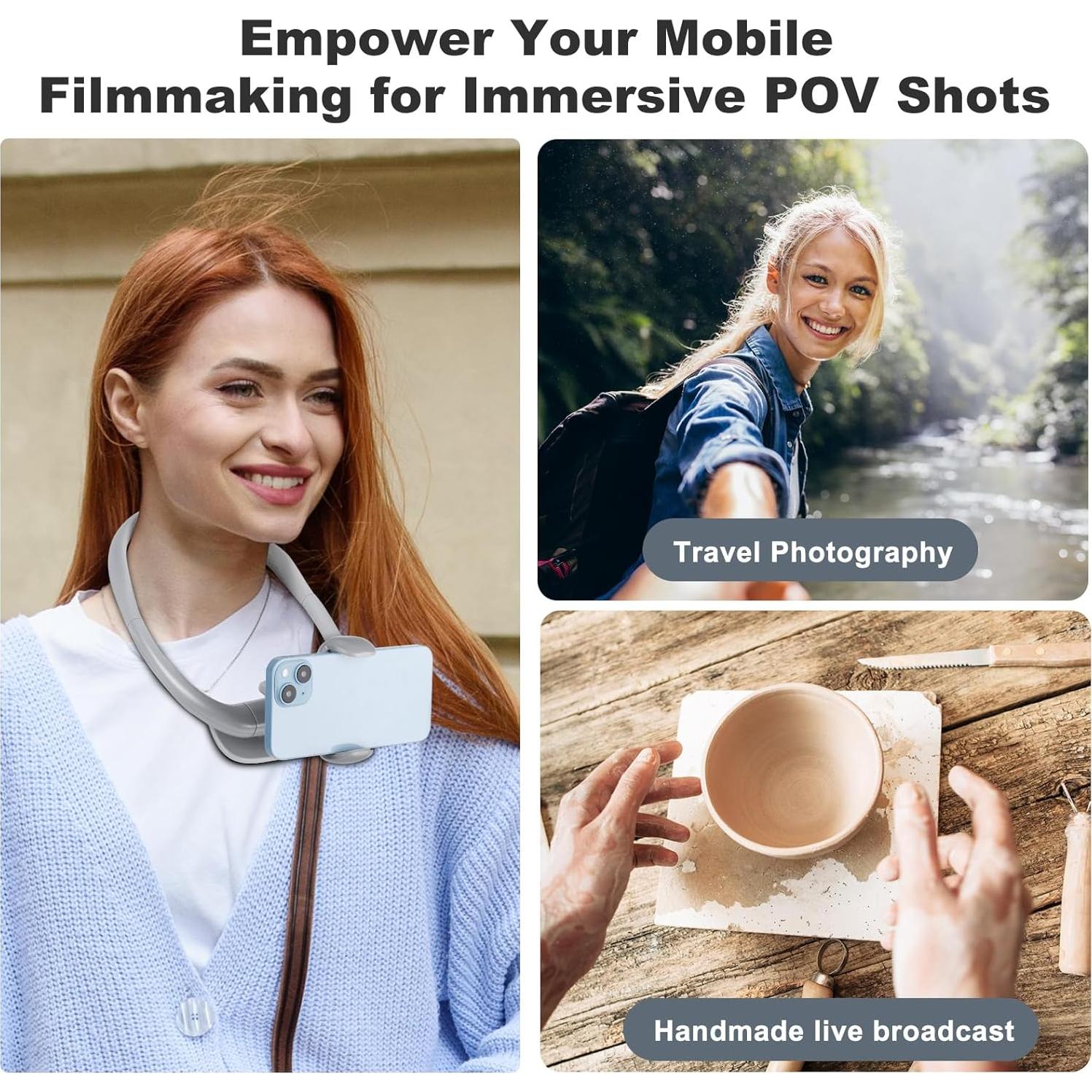 Soporte para Teléfono de Cuello LOVFIVE ANJ-116 Gris 360° Ajustable