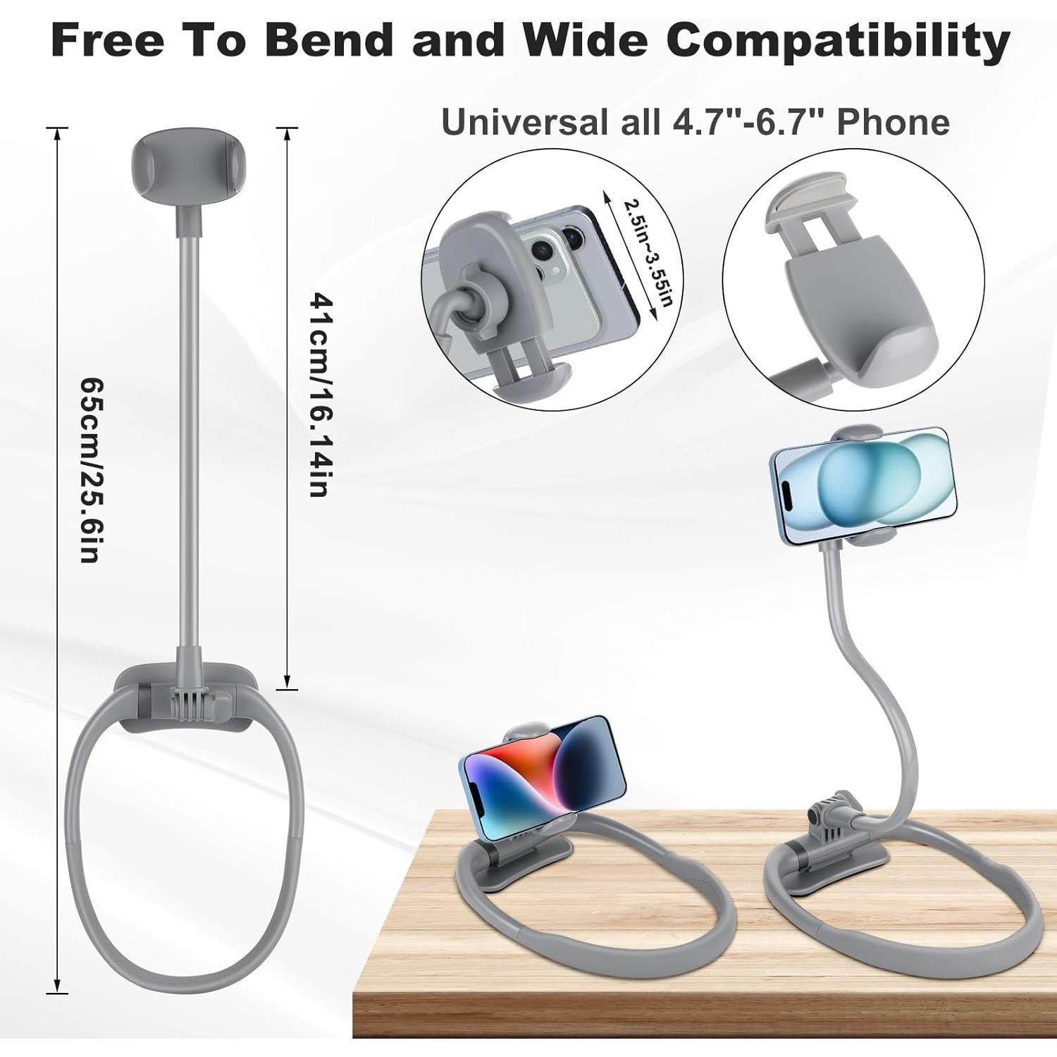 Soporte para Teléfono de Cuello LOVFIVE ANJ-116 Gris 360° Ajustable