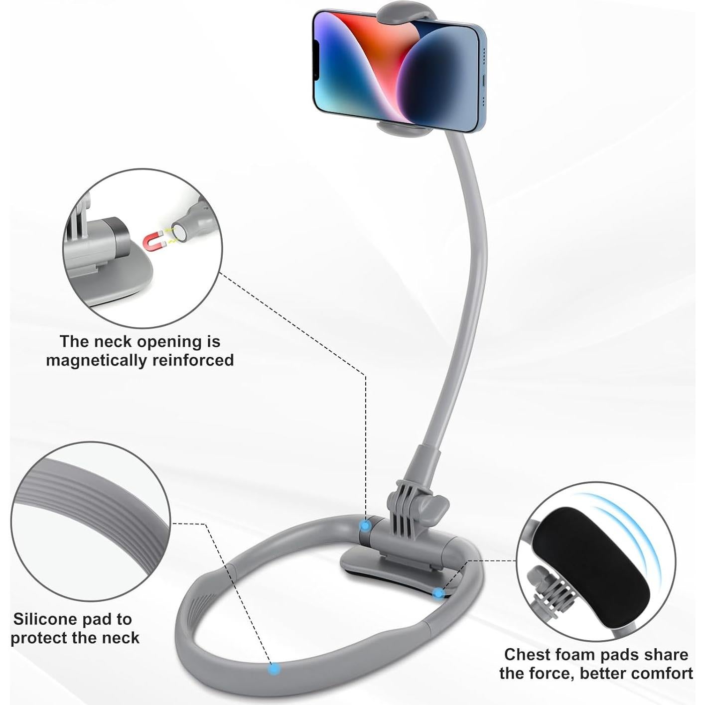 Soporte para Teléfono de Cuello LOVFIVE ANJ-116 Gris 360° Ajustable