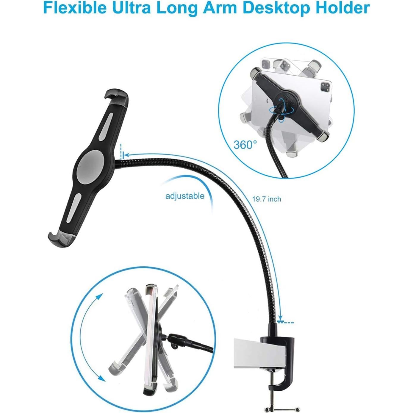 Soporte de Tableta Gooseneck Woleyi para 9.5-14.5" Negro