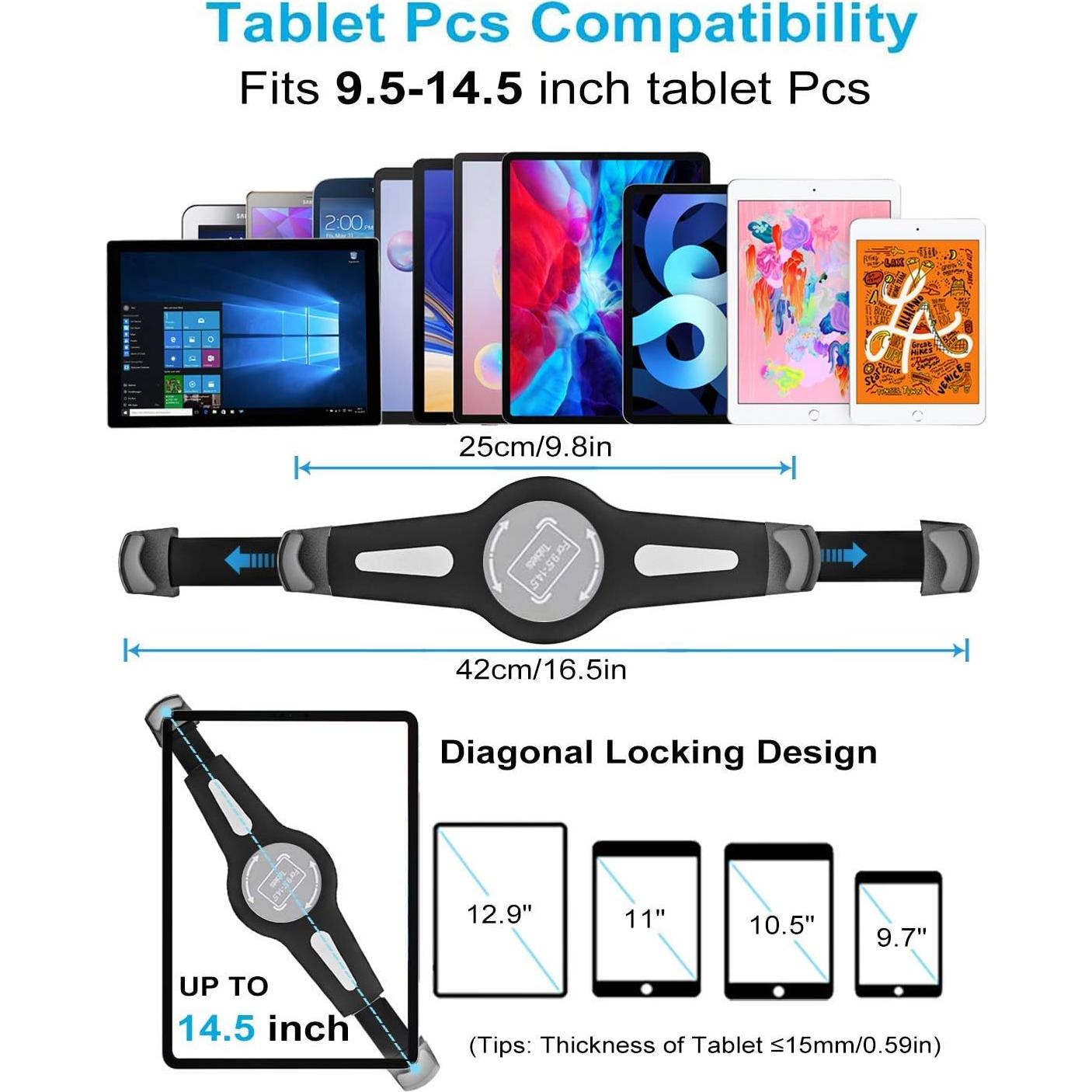 Soporte de Tableta Gooseneck Woleyi para 9.5-14.5" Negro