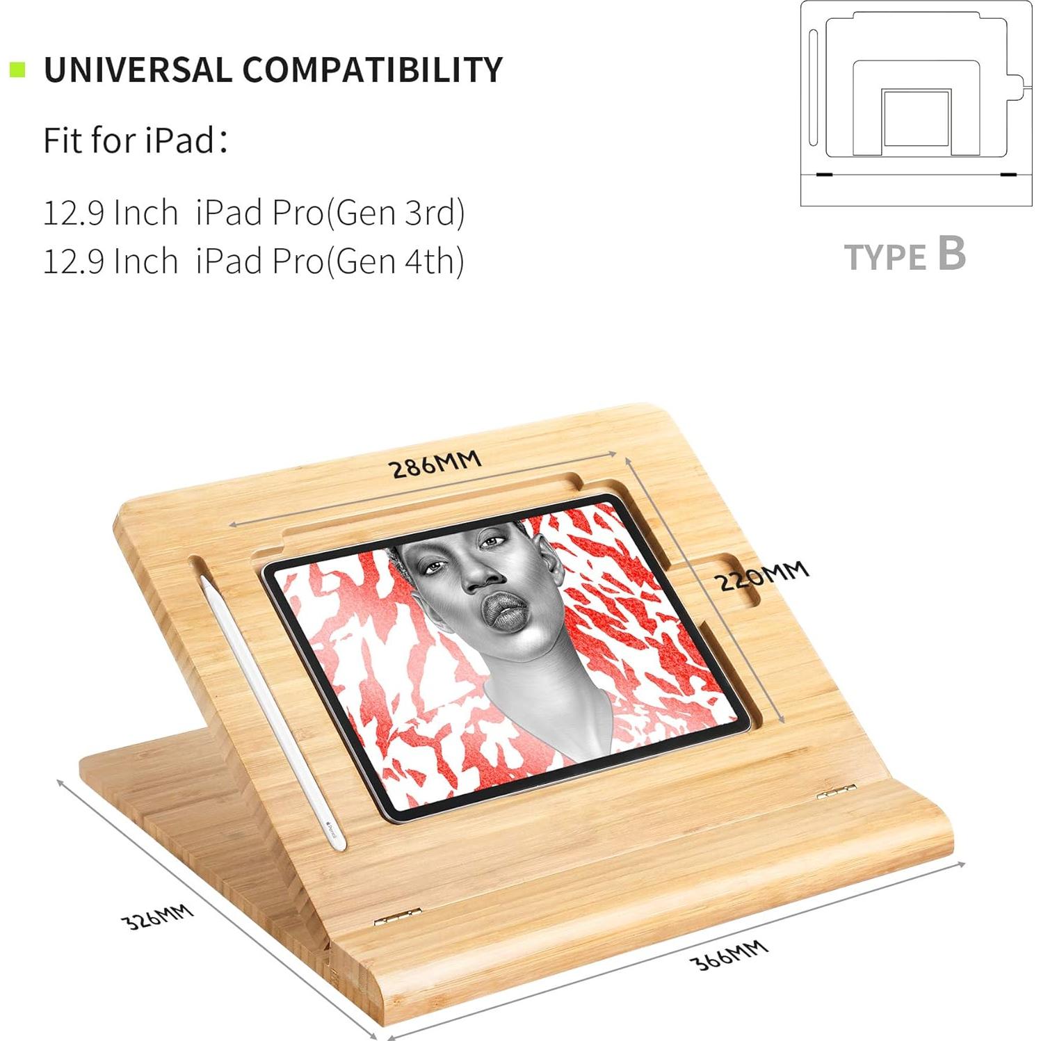 Soporte de Escritorio para Tablet ELETIUO de Bambú Ajustable