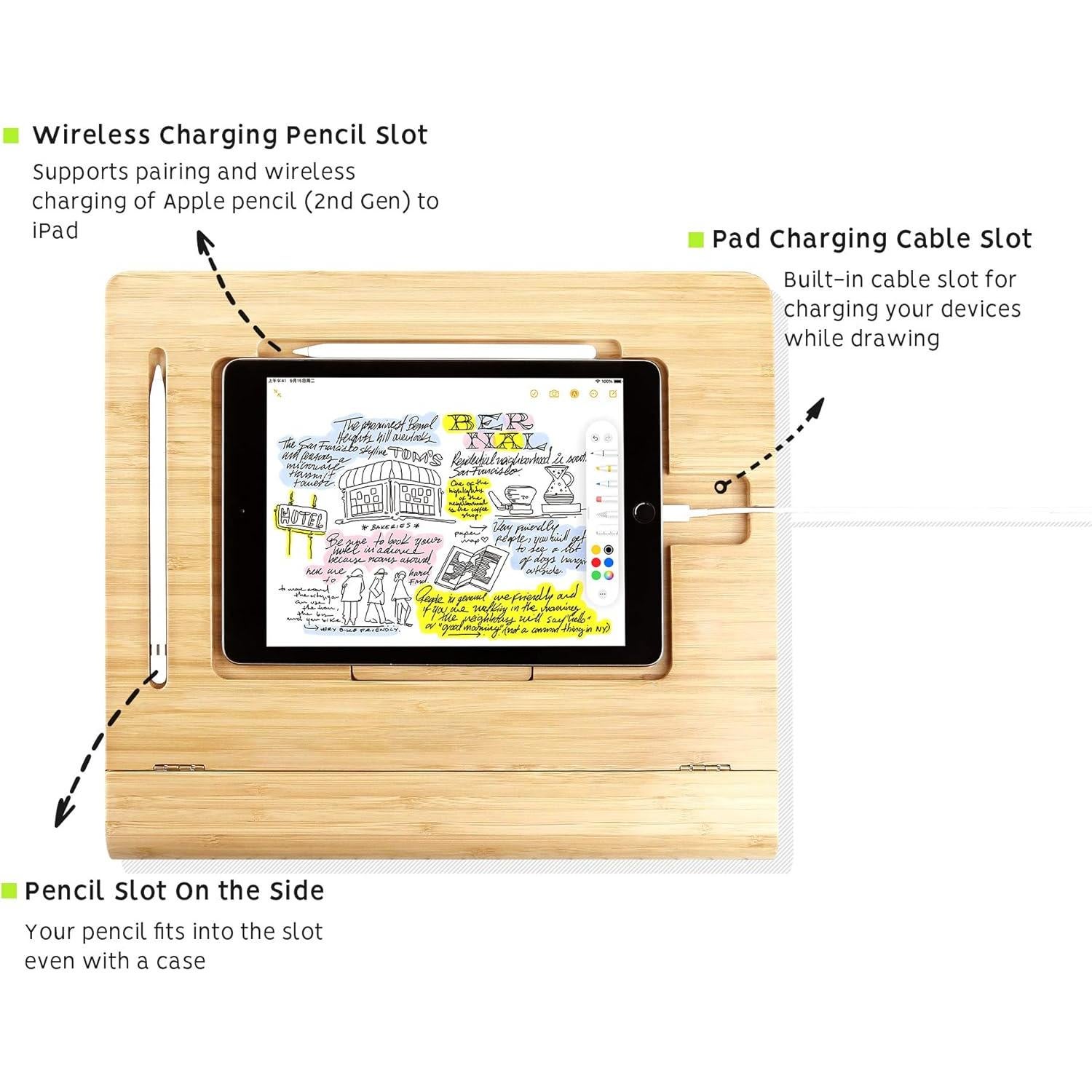 Soporte de Escritorio para Tablet ELETIUO de Bambú Ajustable