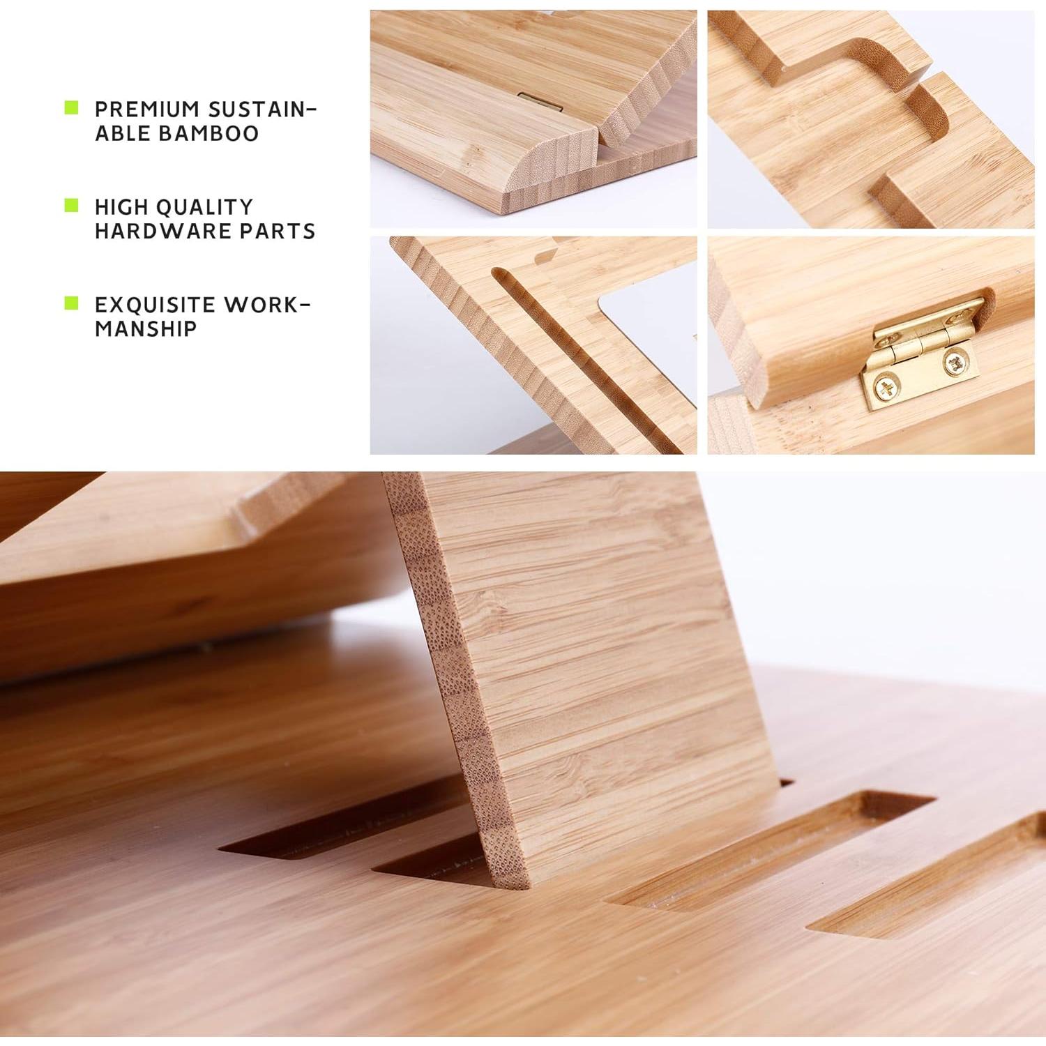 Soporte de Escritorio para Tablet ELETIUO de Bambú Ajustable