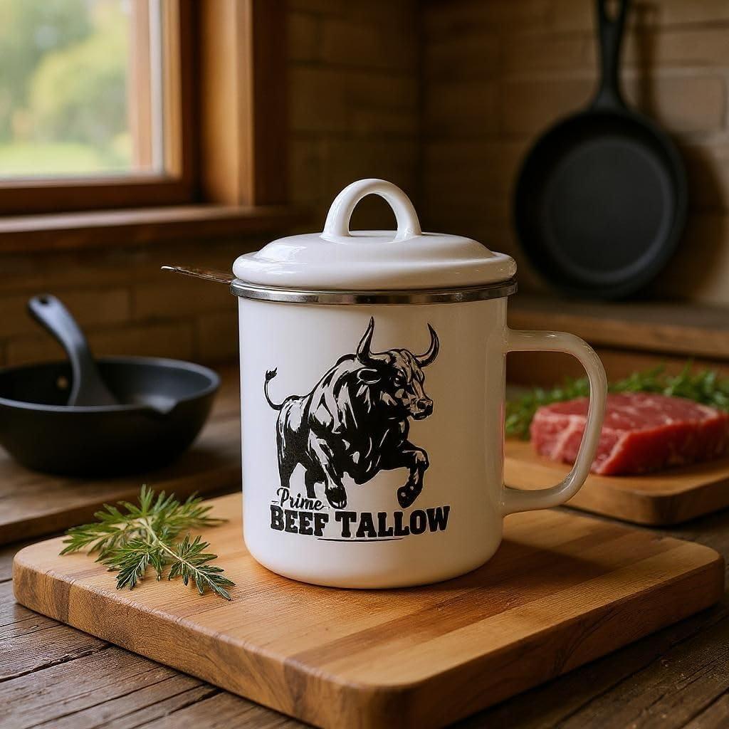 Contenedor de Sebo de Res 1.13L Prime Beef Tallow con Colador