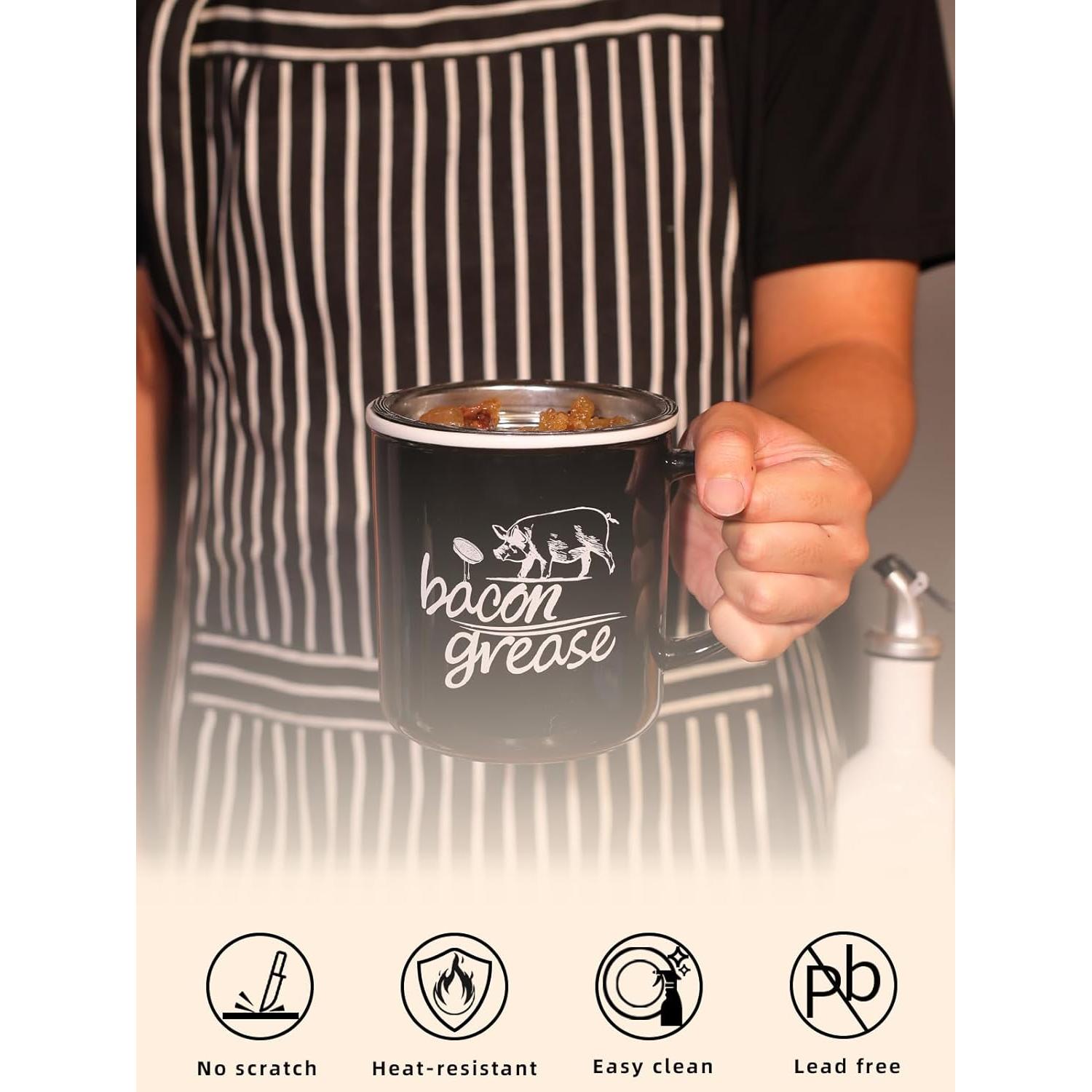 Contenedor de Grasa de Tocino Cerámica GDCZ 0.74 L Negro