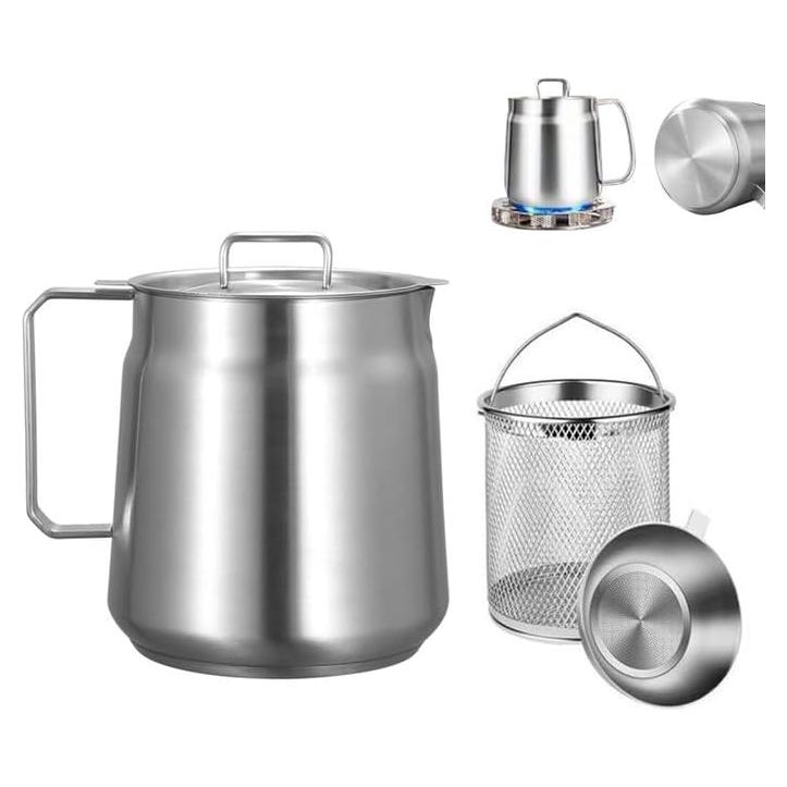 Olla Filtradora de Aceite YUNYDSM 1.5L Acero Inoxidable 3 en 1