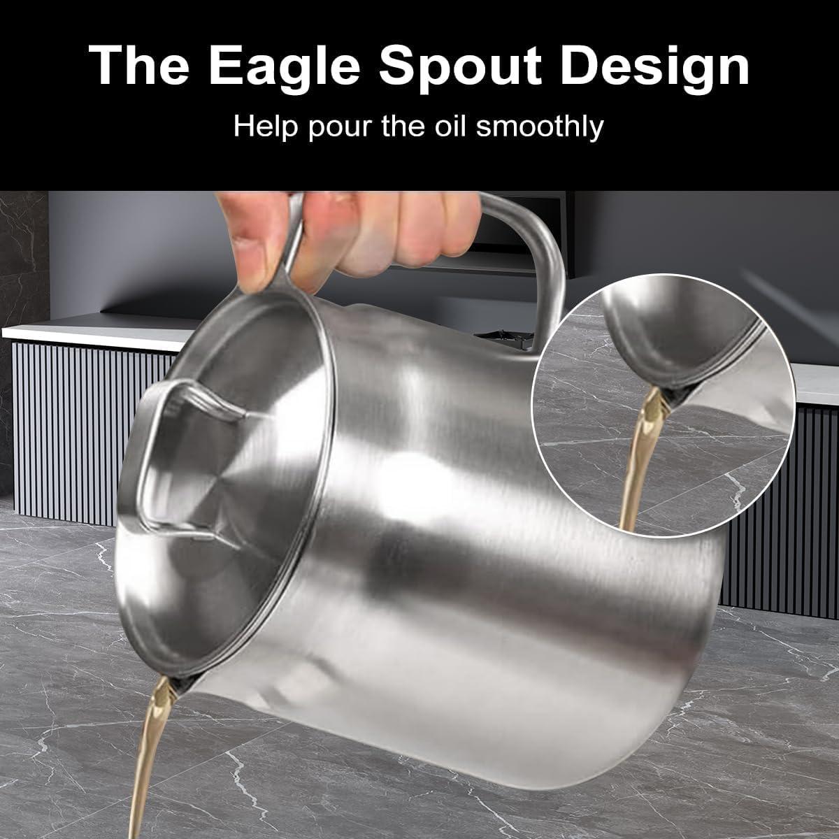 Olla Filtradora de Aceite YUNYDSM 1.5L Acero Inoxidable 3 en 1