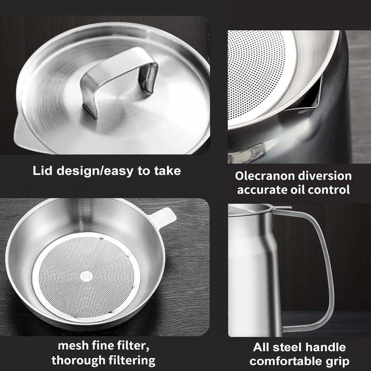 Olla Filtradora de Aceite YUNYDSM 1.5L Acero Inoxidable 3 en 1
