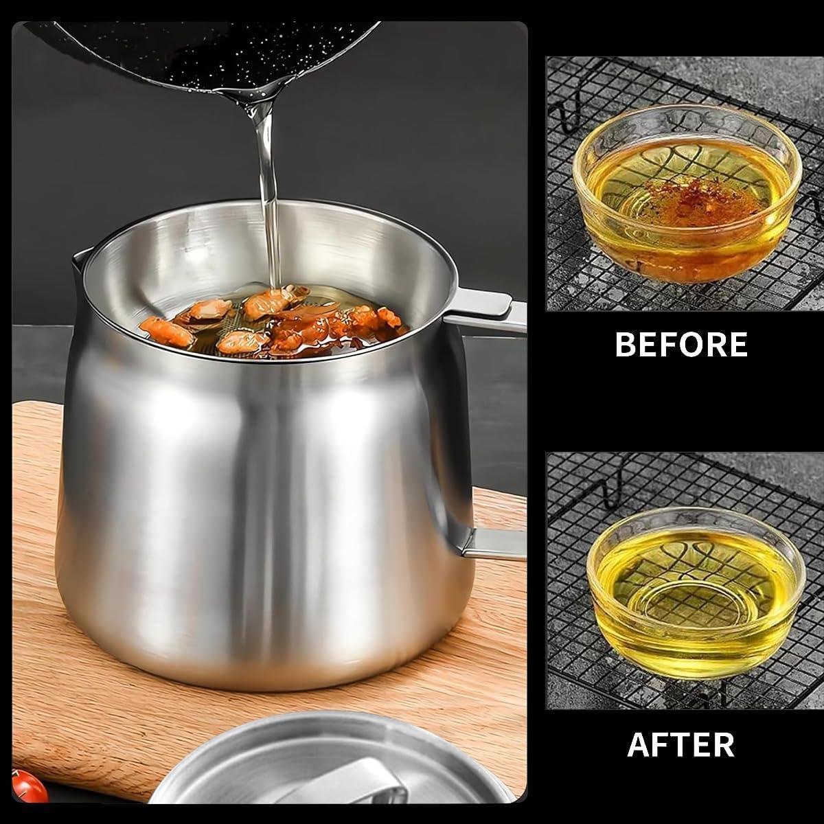 Olla Filtradora de Aceite YUNYDSM 1.5L Acero Inoxidable 3 en 1