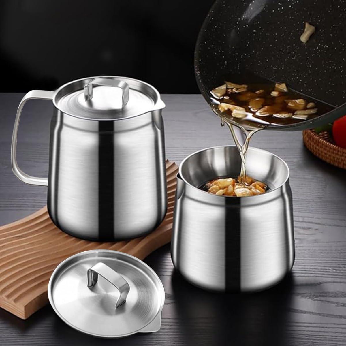 Olla Filtradora de Aceite YUNYDSM 1.5L Acero Inoxidable 3 en 1