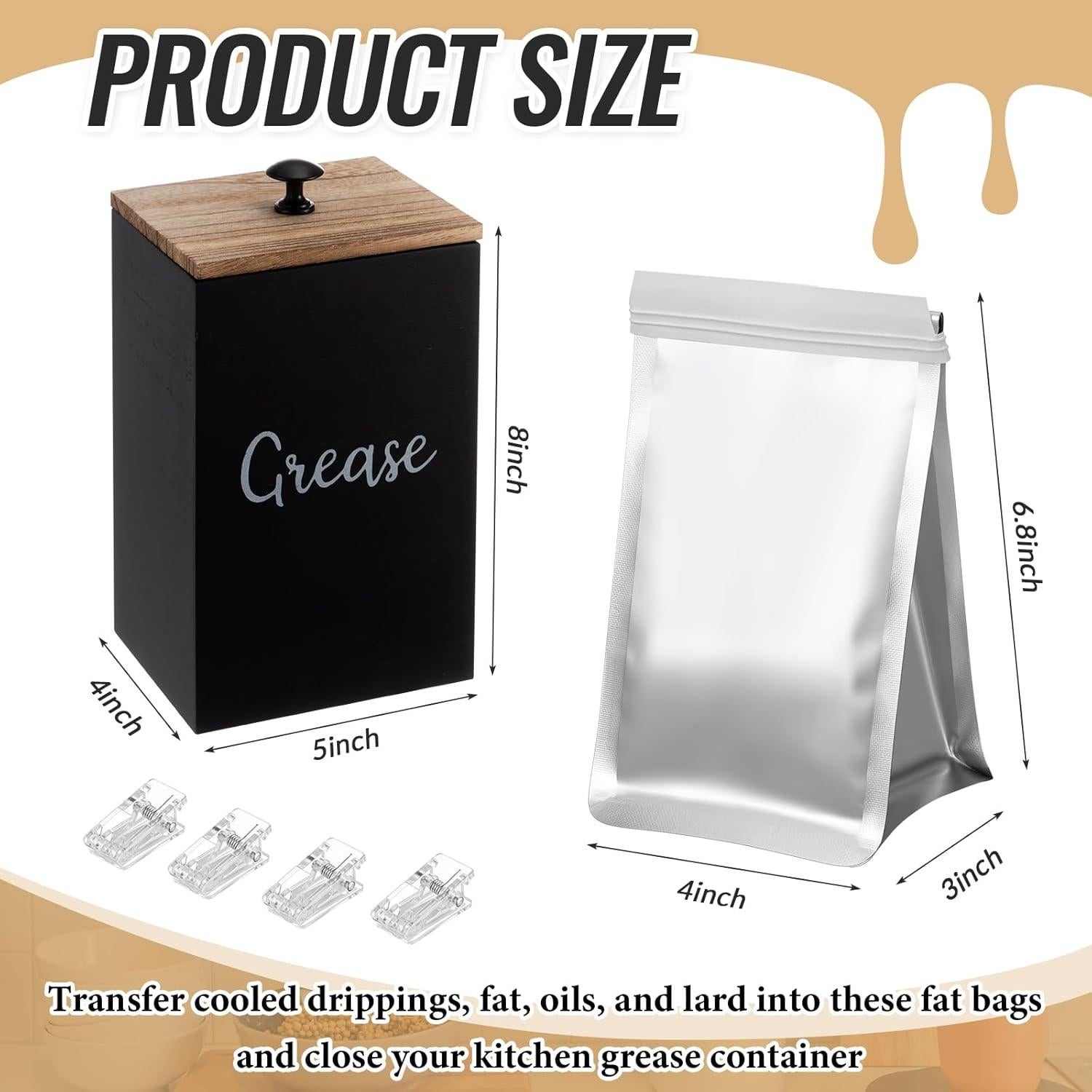 Contenedor de Desecho de Grasa Hushee con 30 Bolsas de Aluminio